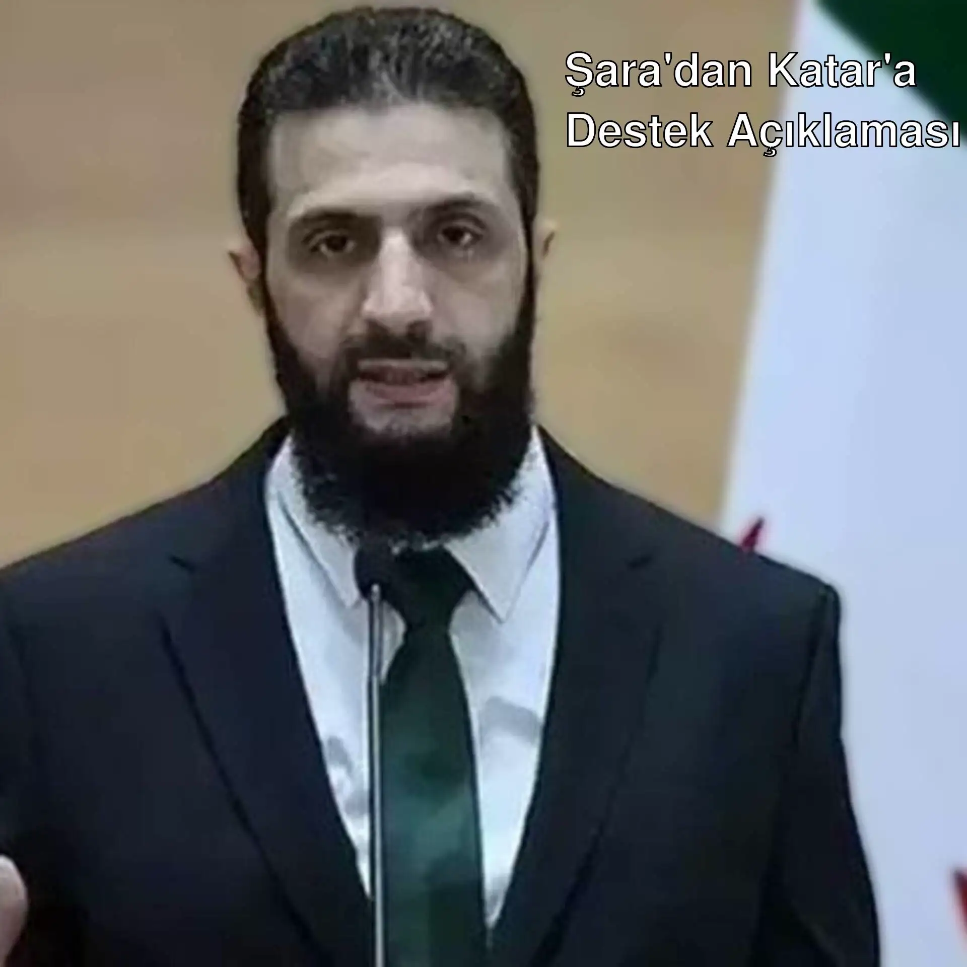 Suriye Cumhurbaşkanı Ahmet Şara, Katar'a destek mesajı veriyor.