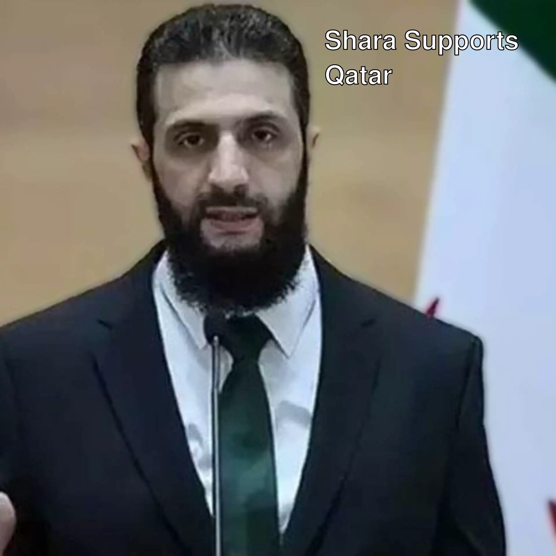 Syrian President Ahmed Shara gives a support message to Qatar. Syrian President Ahmed Shara gives a support message to Qatar.