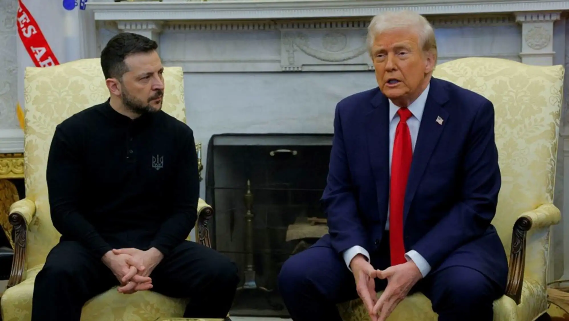 Trump ve Zelenski'nin görüşmesi sırasında çekilen bir fotoğraf.