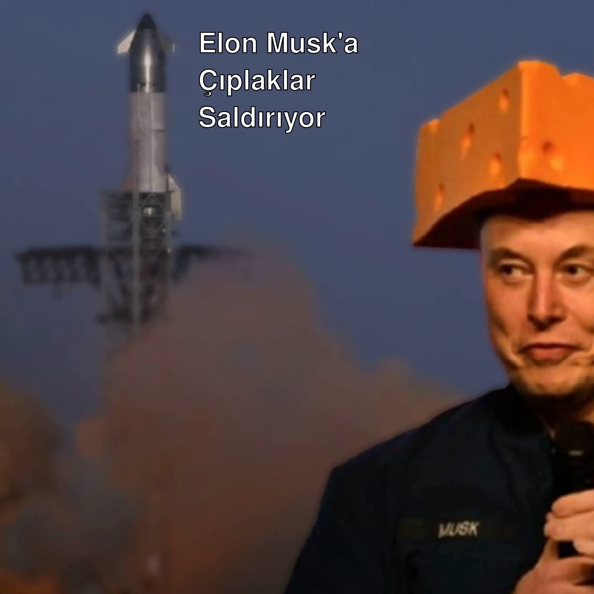 Elon Musk'a tepki gösteren bir adam.