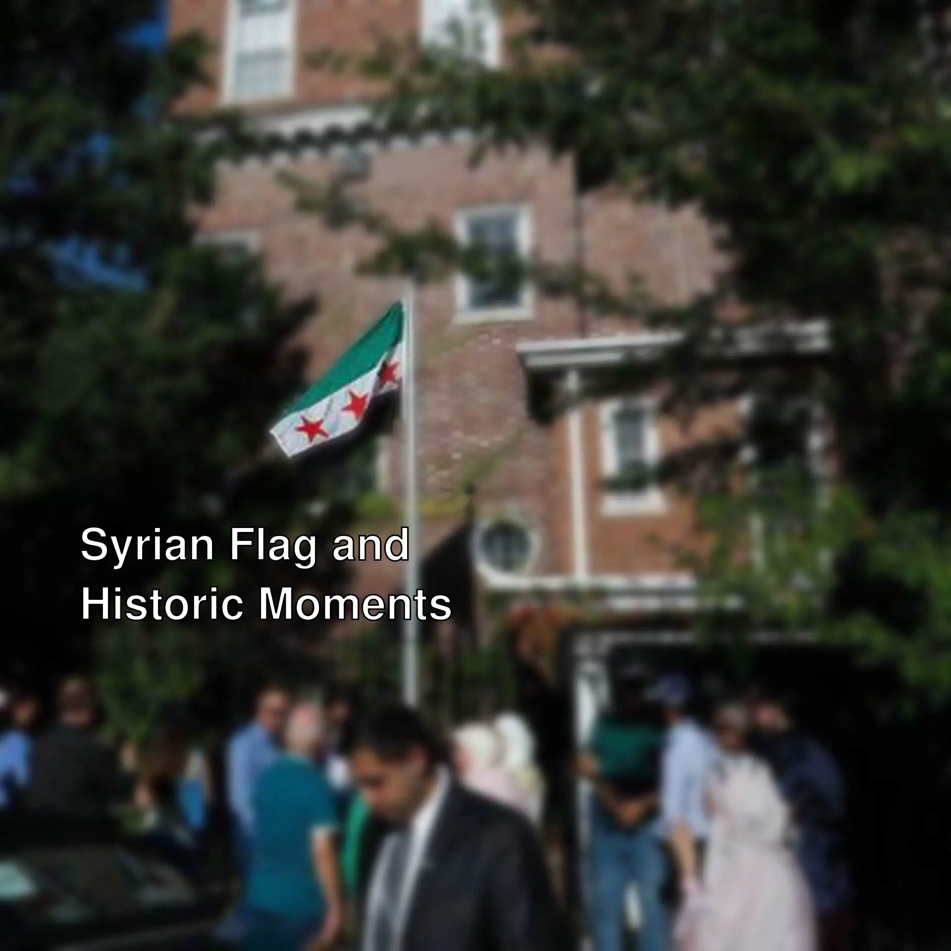 The historic moment of raising the Syrian flag.
