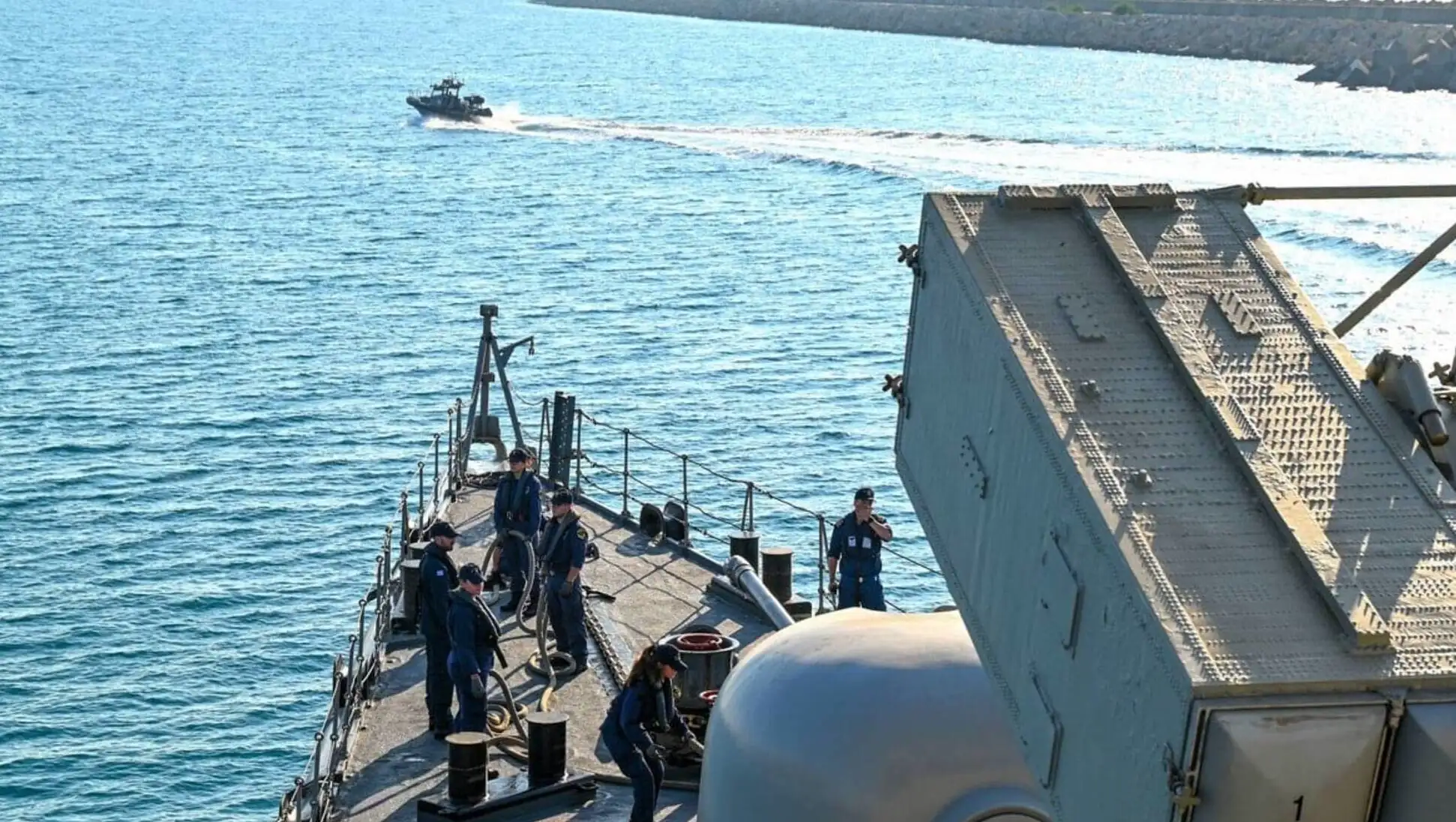A group of people on a ship.