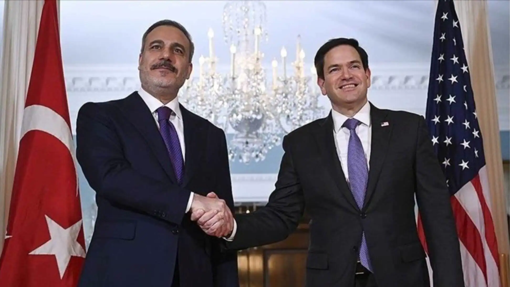 Foreign Minister Hakan Fidan and Marco Rubio during the meeting.