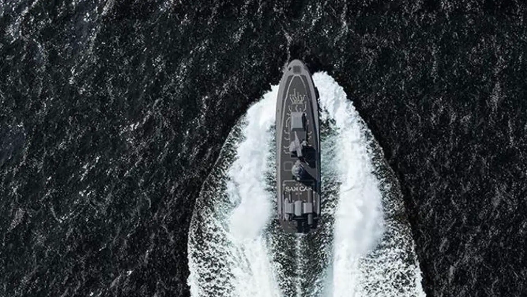 Image of the SANCAR Armed Unmanned Surface Vehicle on the water.
