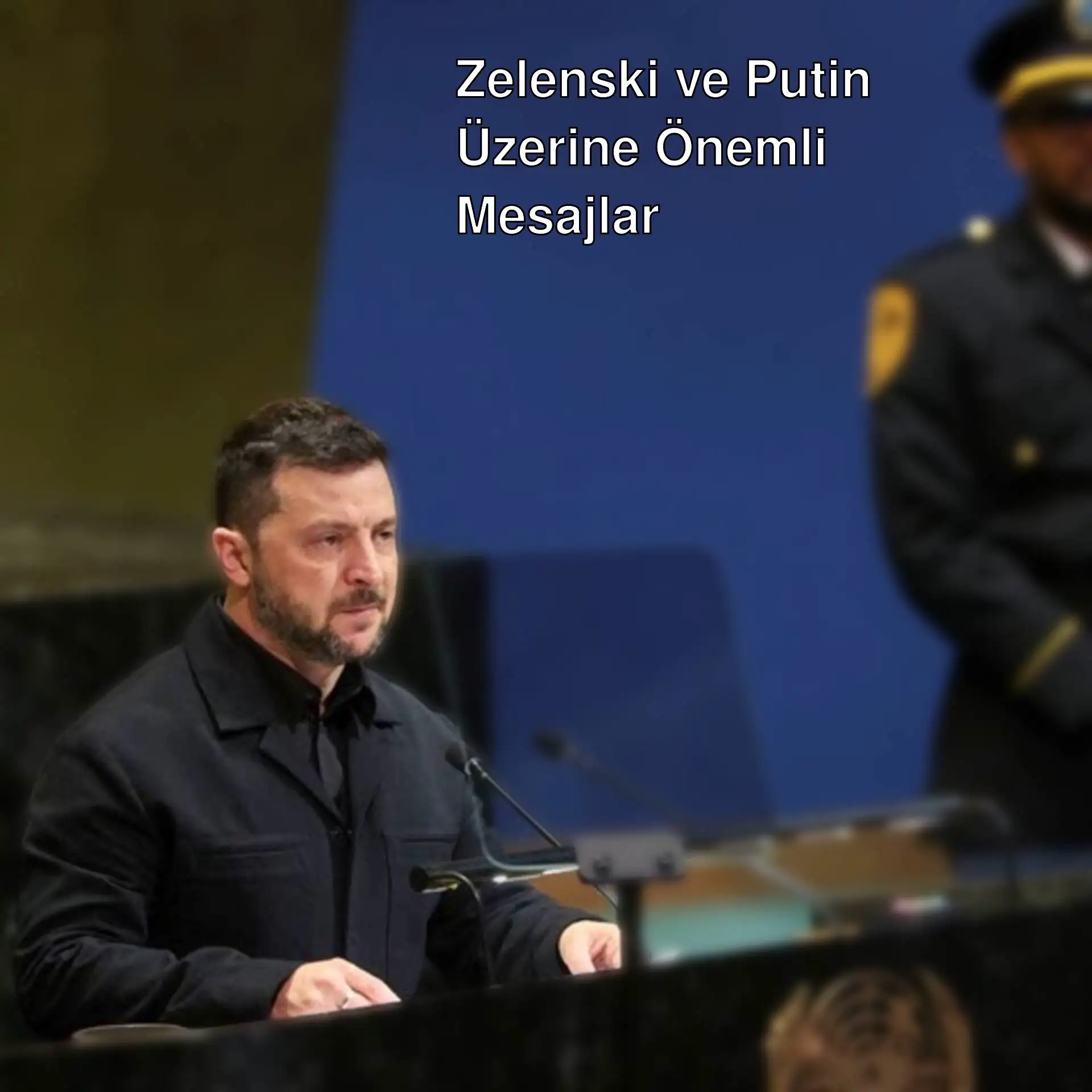 Zelenski, BM'de konuşma yaparken.