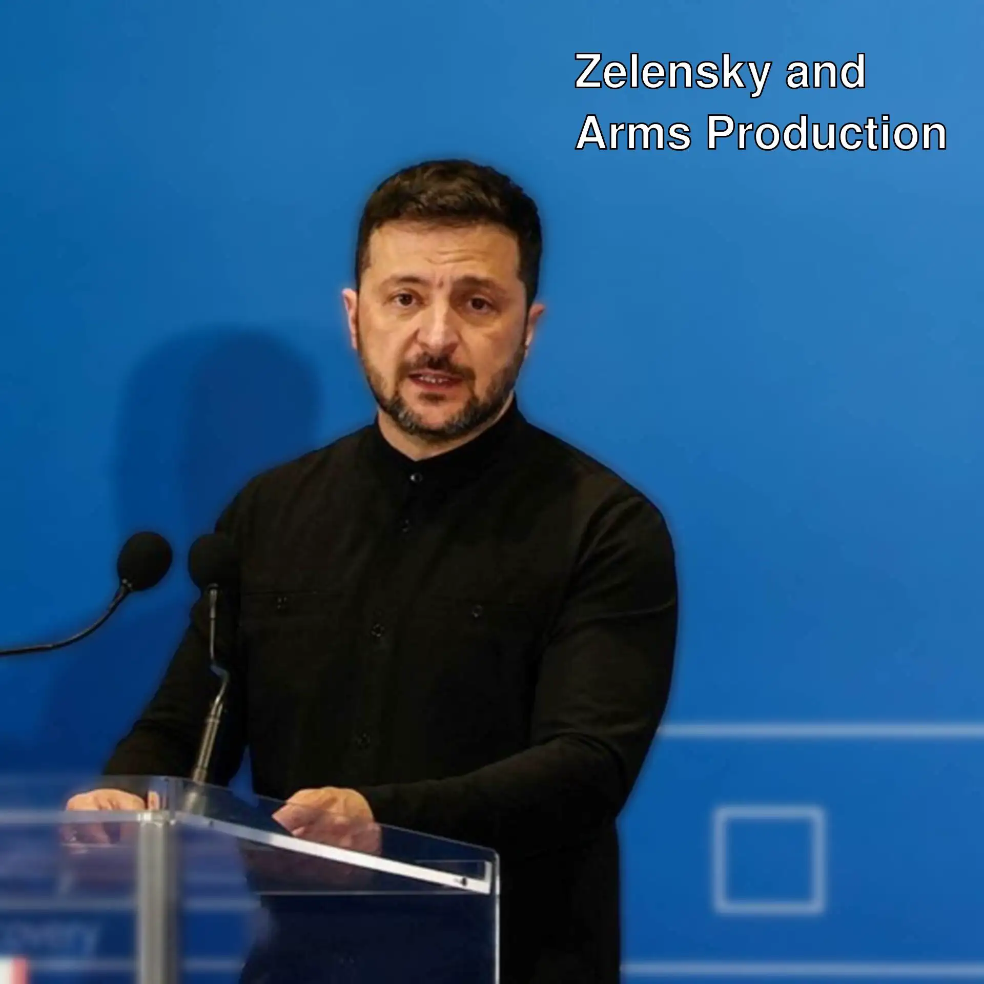 Zelensky speaking at a press conference.