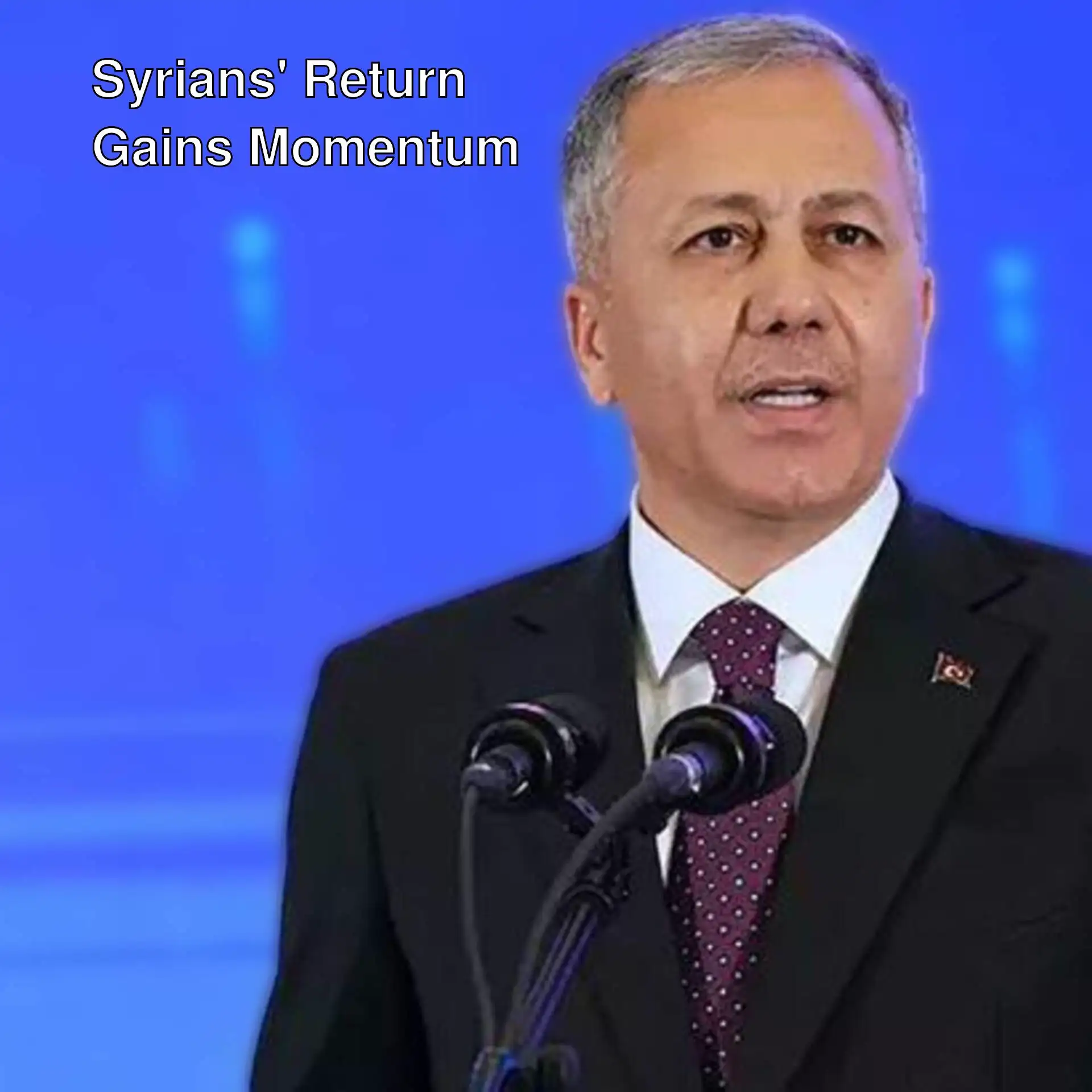 Interior Minister Yerlikaya at a press conference.