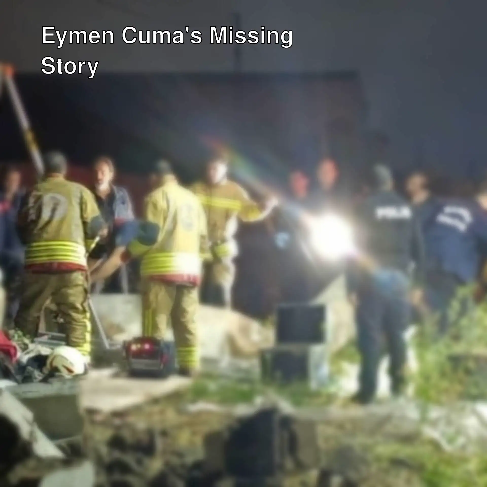 People gathered around the well where Eymen Cuma was found.