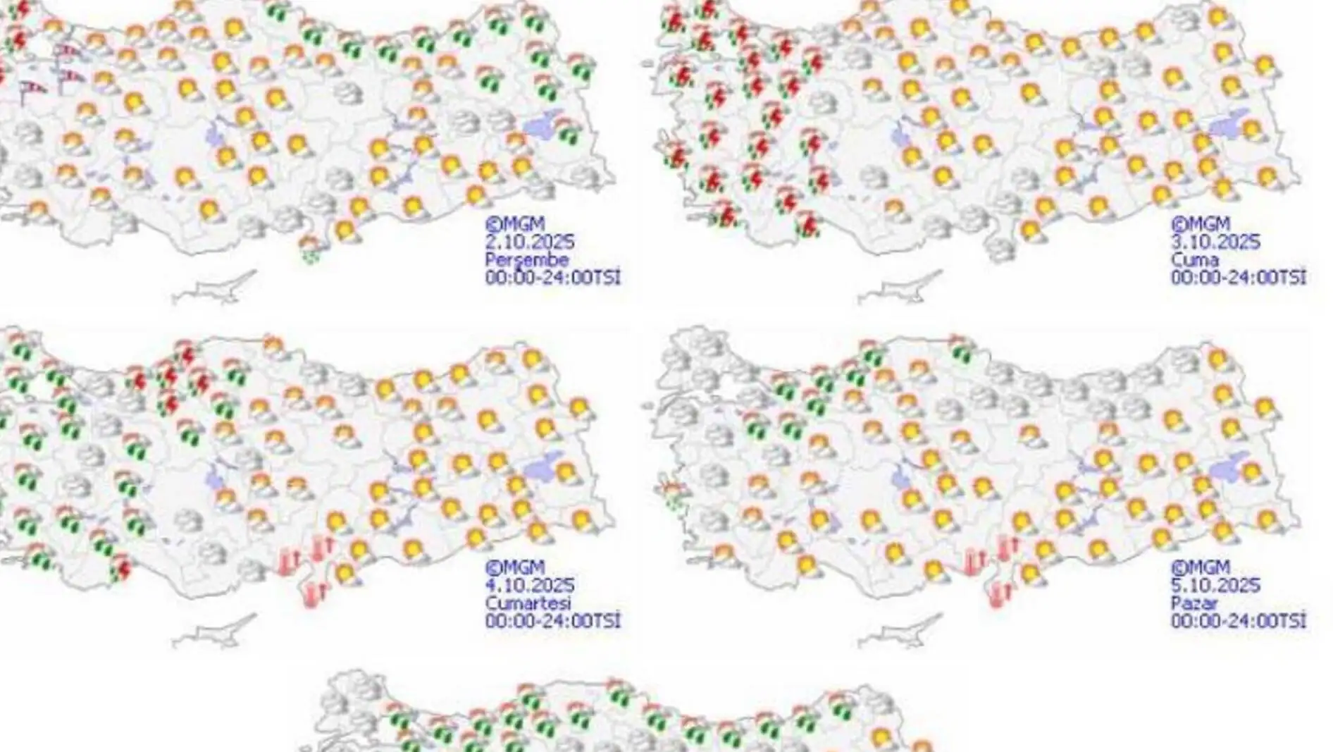 A group of maps with different colored dots.