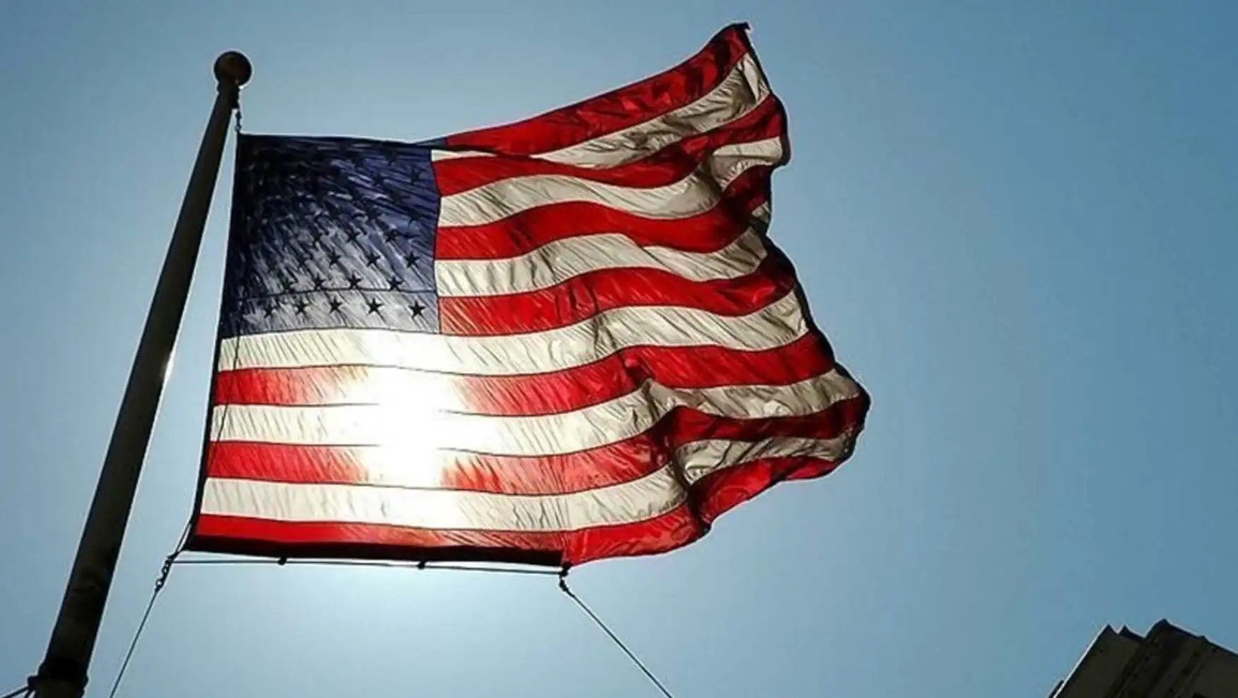 A flag flying in the sky.