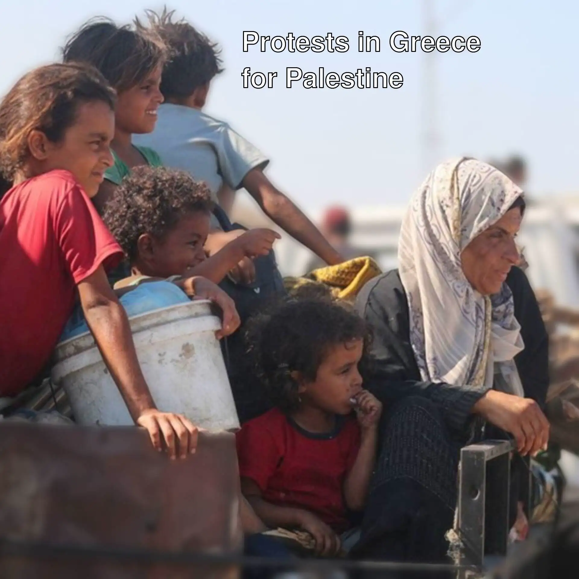 A group of people supporting Palestine in Greece. A group of people supporting Palestine in Greece.
