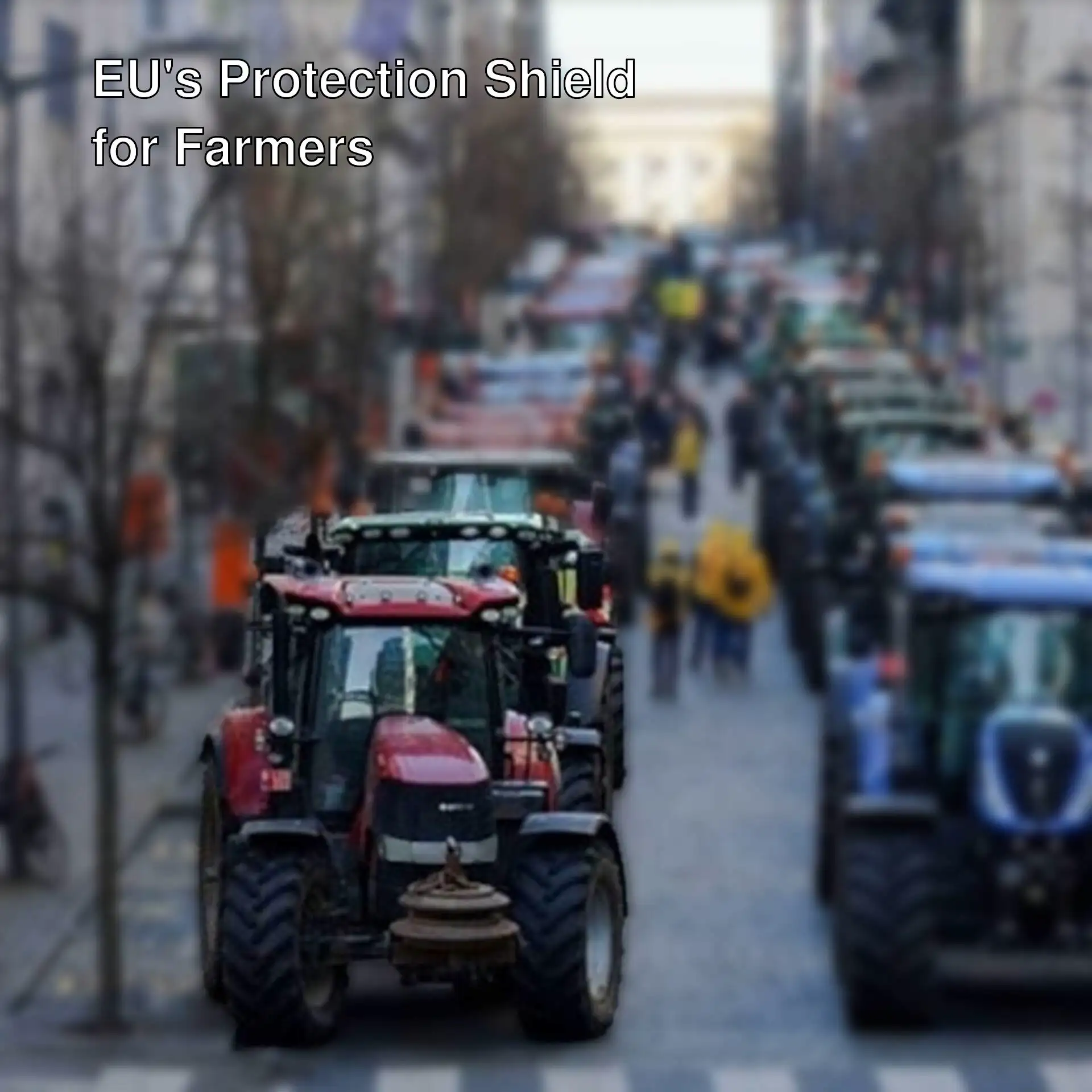 A group of tractors on a street.