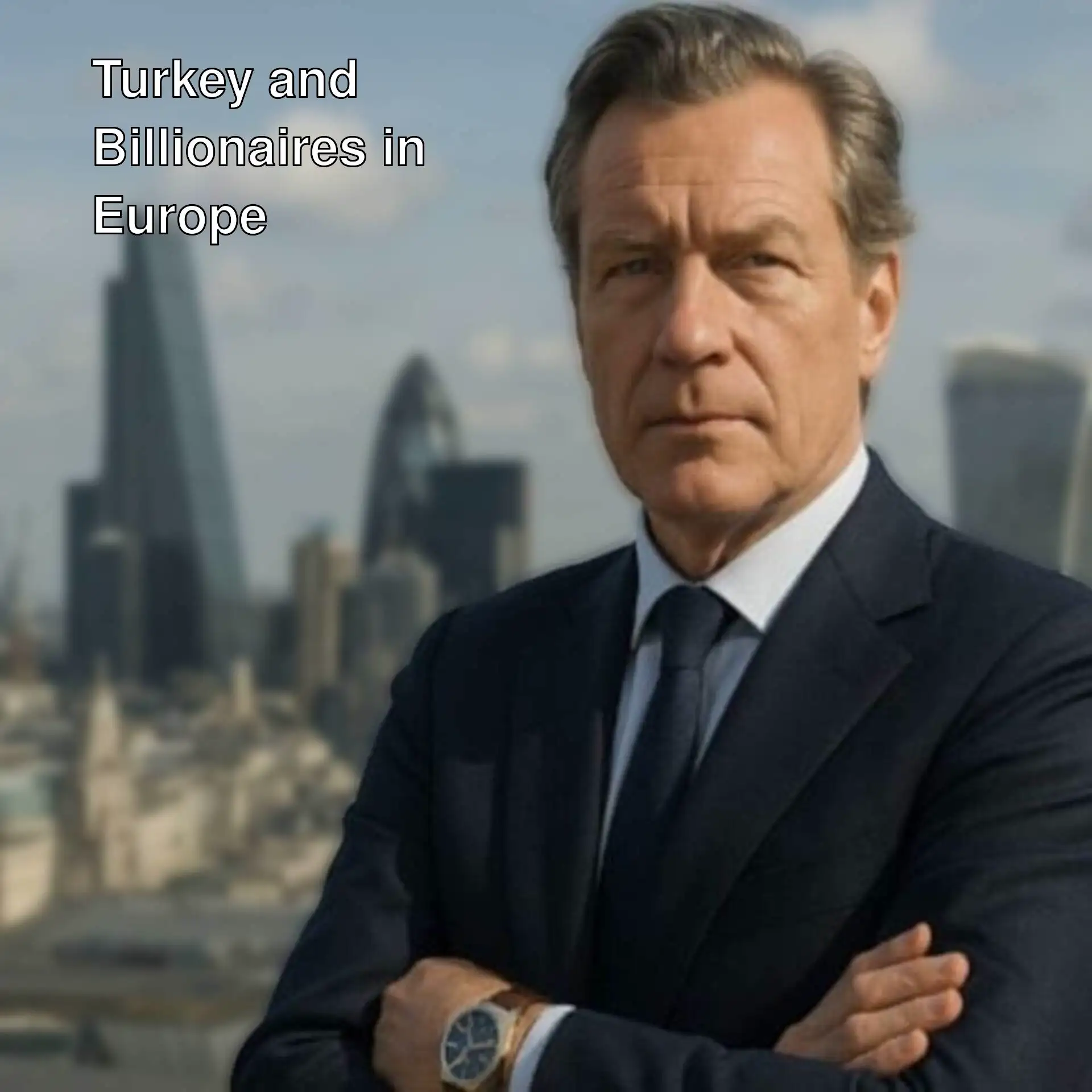 A man in a suit with his arms crossed. A man in a suit with his arms crossed.