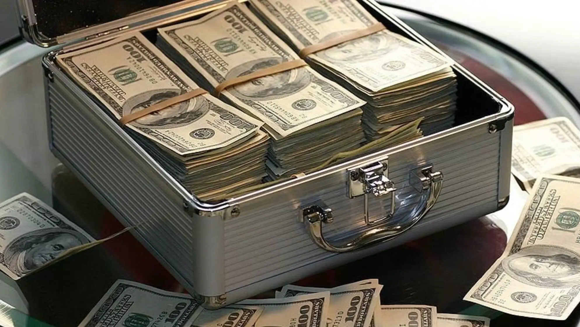 A briefcase full of money. A briefcase full of money.