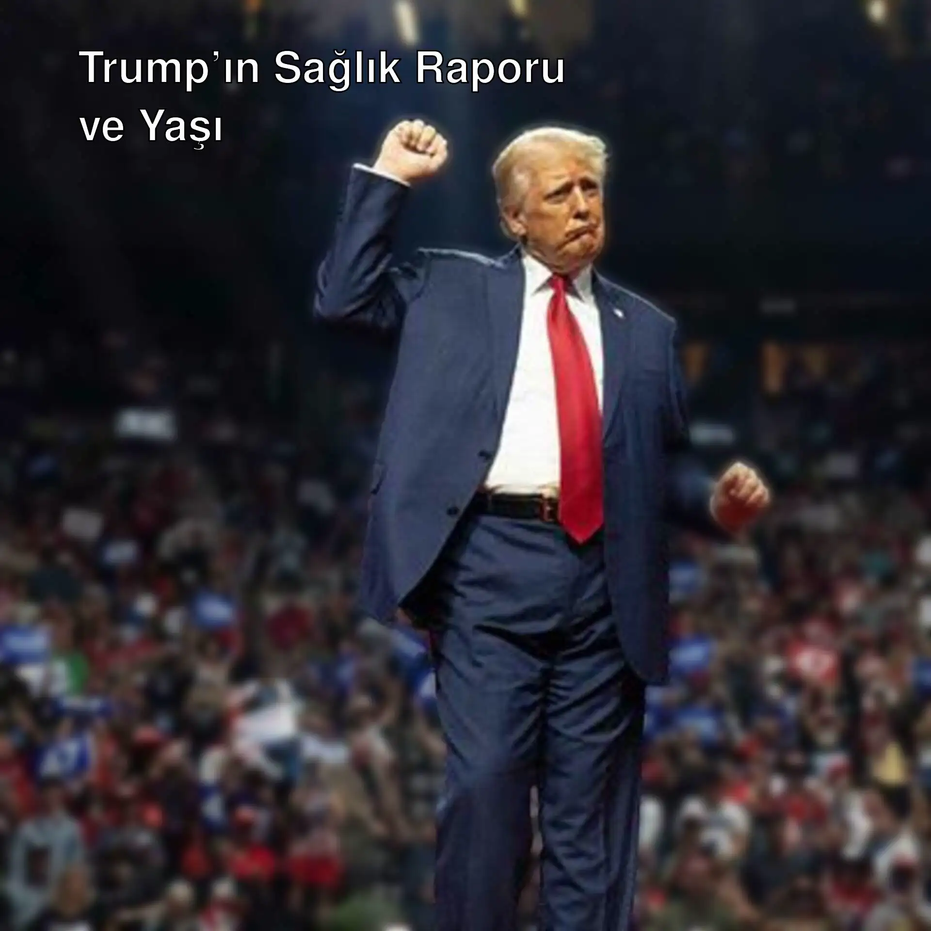 Trump, kalabalık bir grup insanın önünde konuşuyor.
