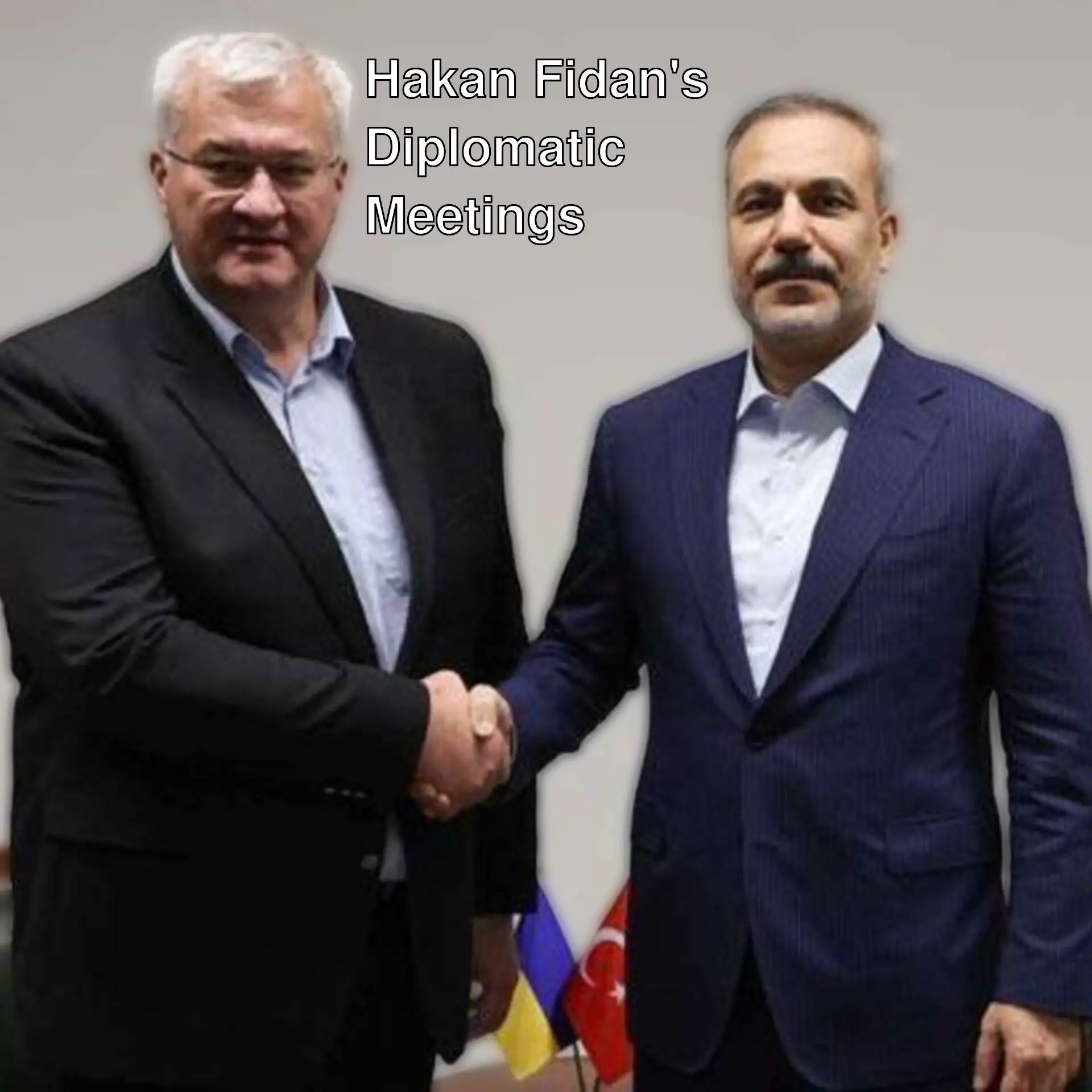 Foreign Minister Hakan Fidan and Ukrainian counterpart Sybiha shake hands. Foreign Minister Hakan Fidan and Ukrainian counterpart Sybiha shake hands.