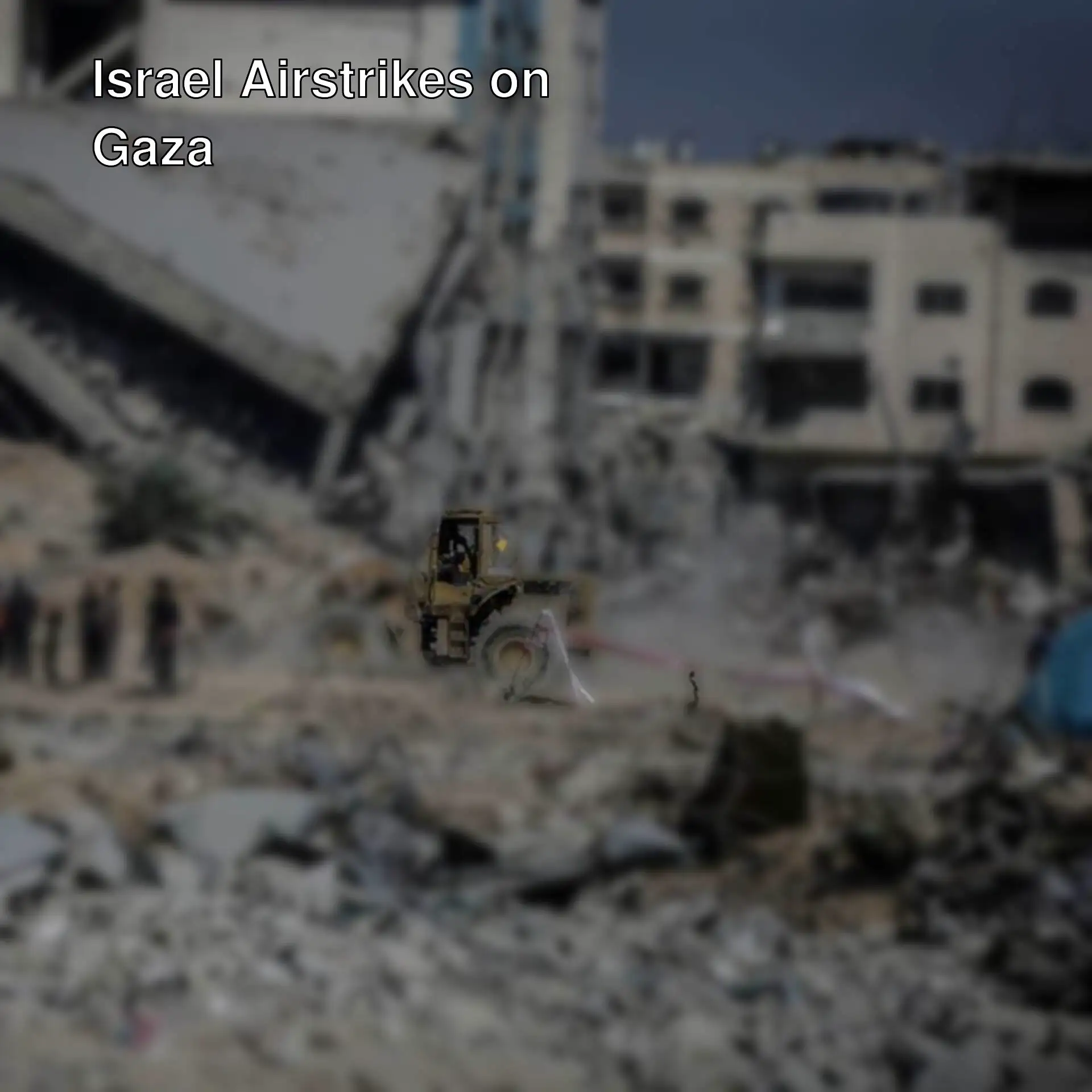 A group of people standing in front of a destroyed building. A group of people standing in front of a destroyed building.