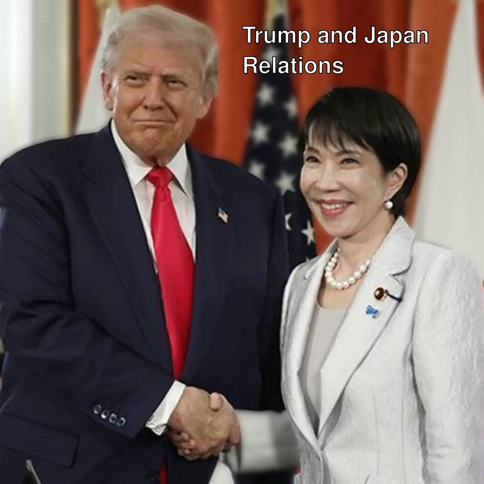 Trump and Takaichi shaking hands. Trump and Takaichi shaking hands.