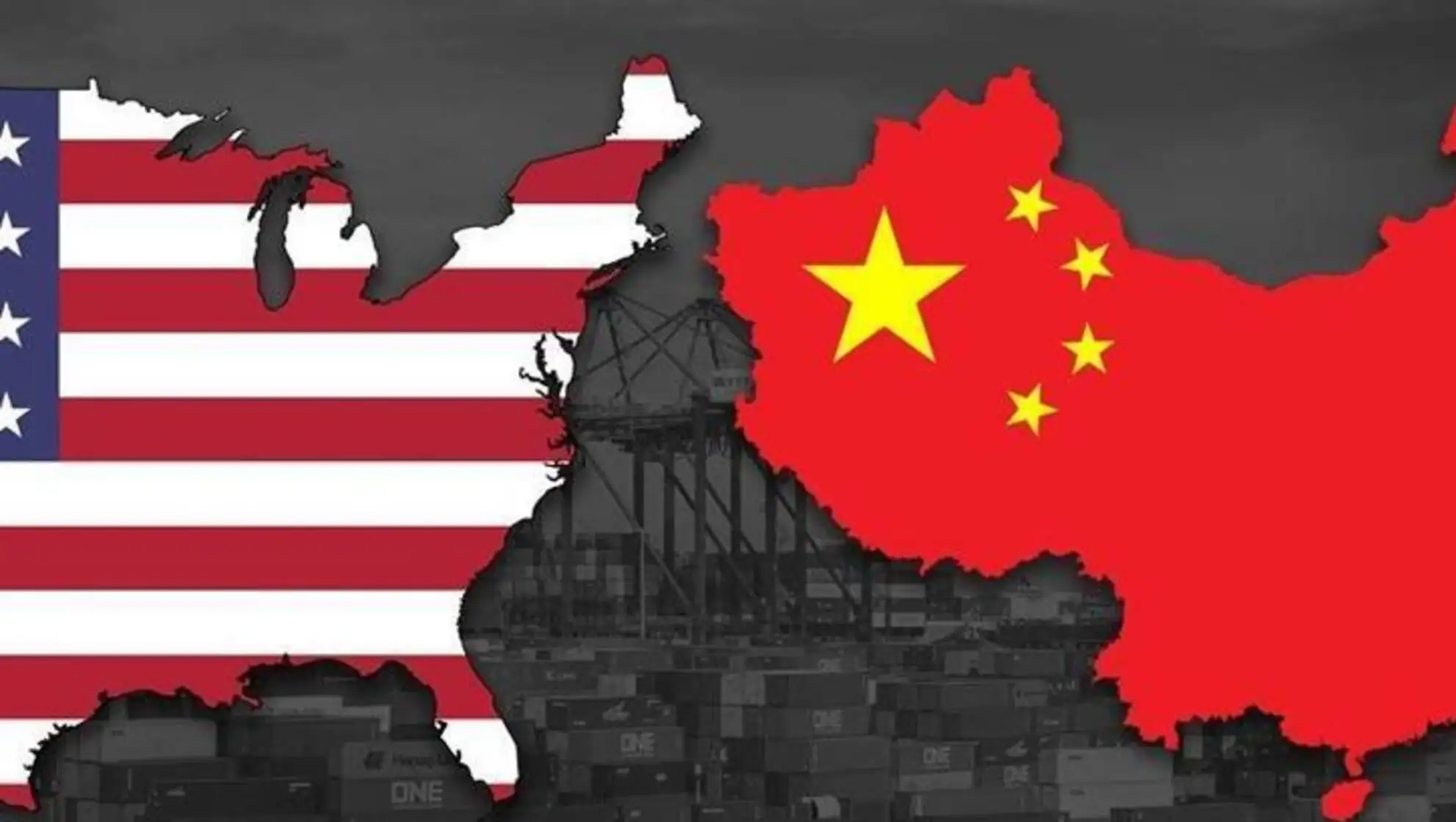 Flags of the US and China. Flags of the US and China.