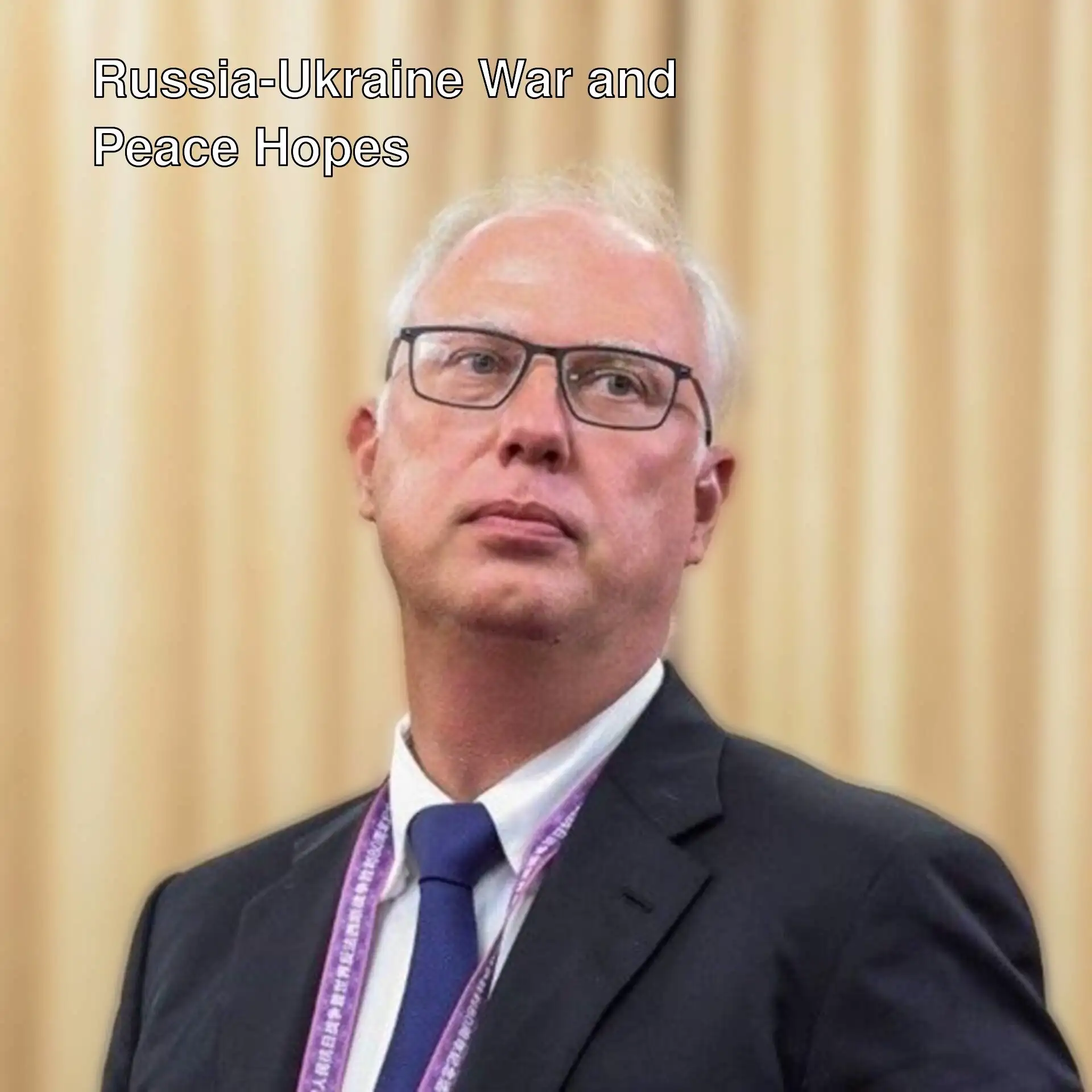 A man during Putin's statements. A man during Putin's statements.