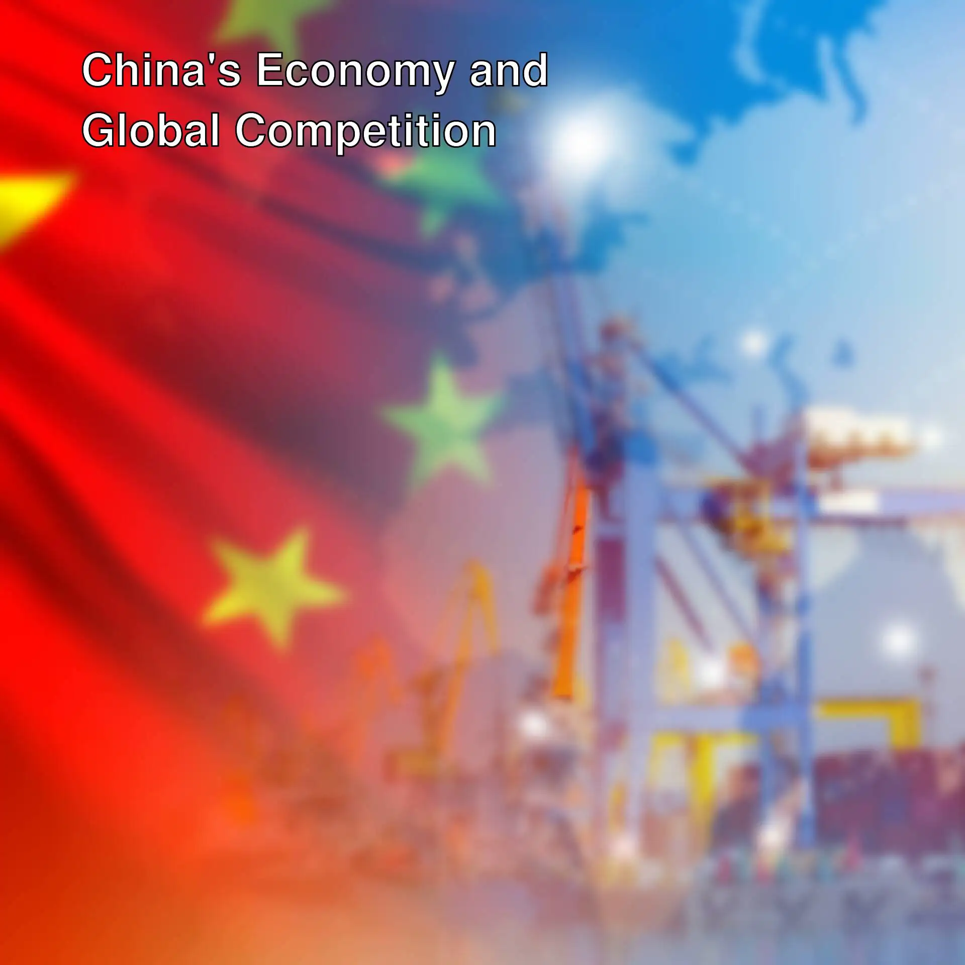 Flag of China with cranes and a map Flag of China with cranes and a map