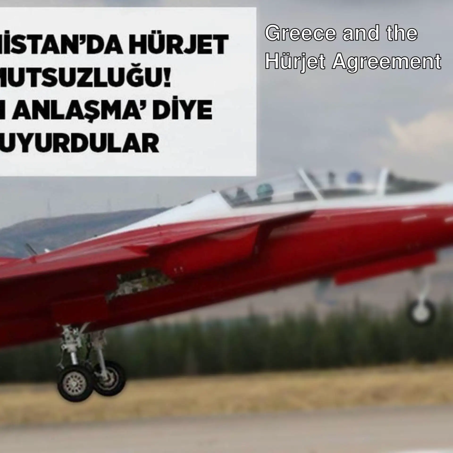 A red and white jet plane flying over a runway. A red and white jet plane flying over a runway.