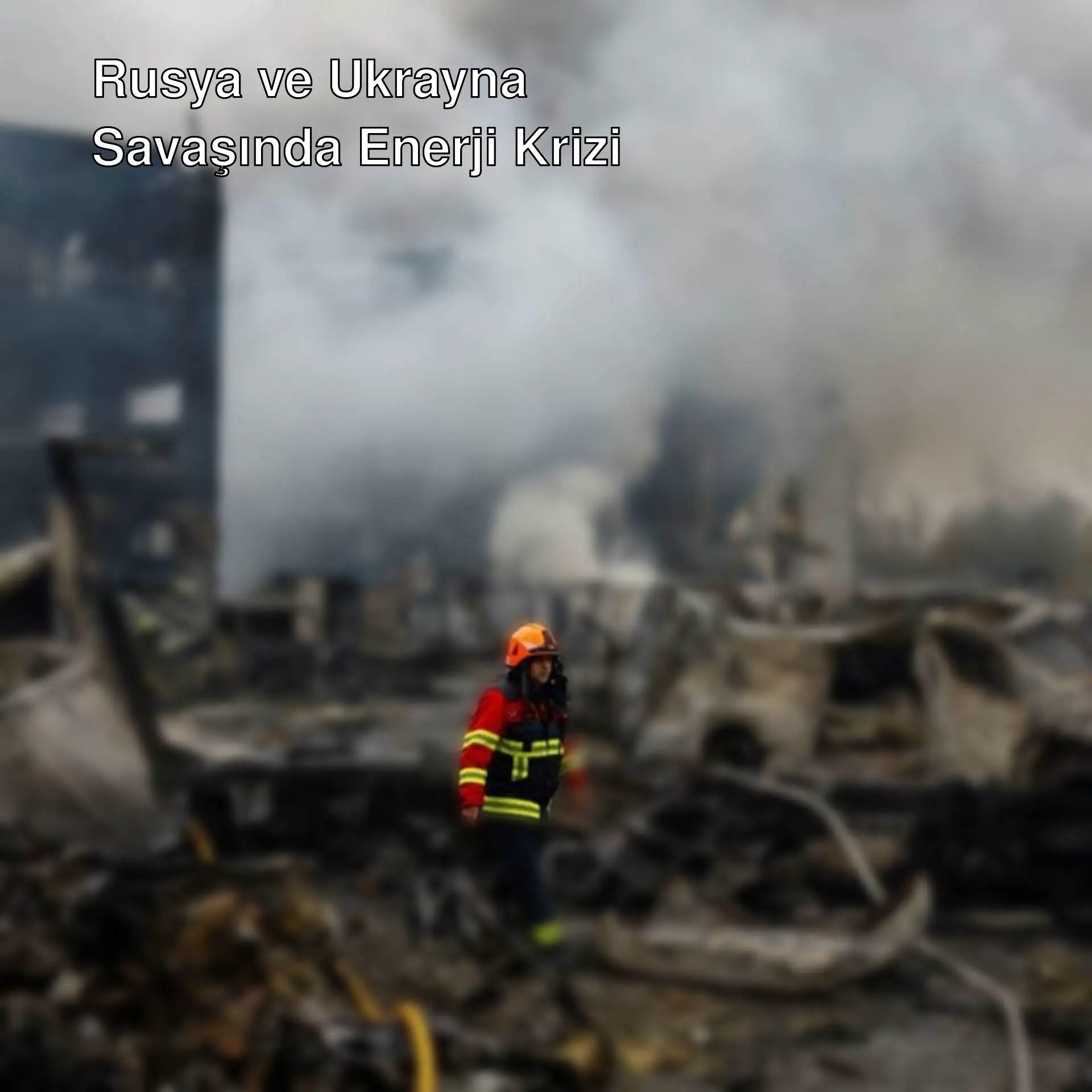 Yıkılmış bir binanın önünde duran bir itfaiyeci. Yıkılmış bir binanın önünde duran bir itfaiyeci.