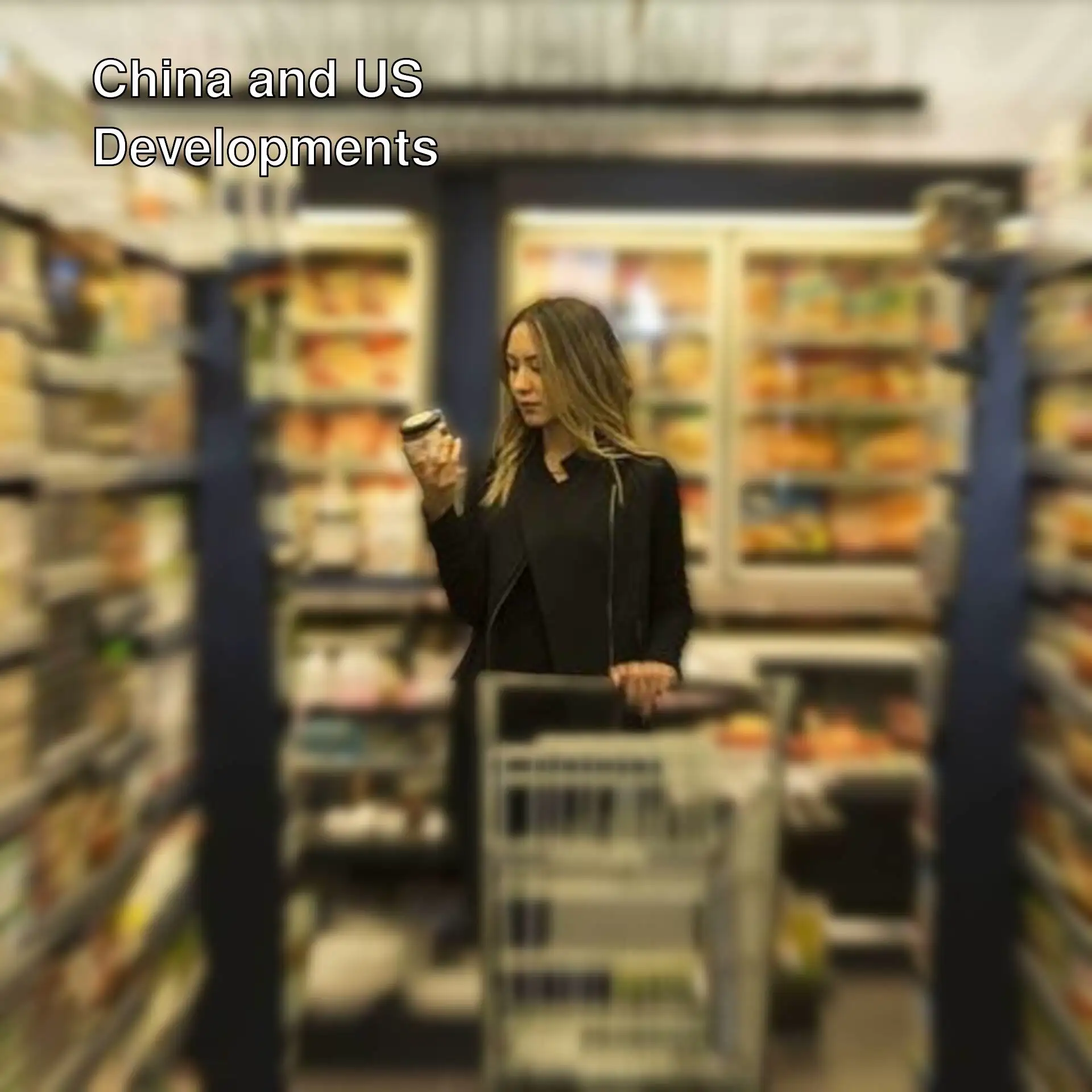 A woman shopping in a grocery store.