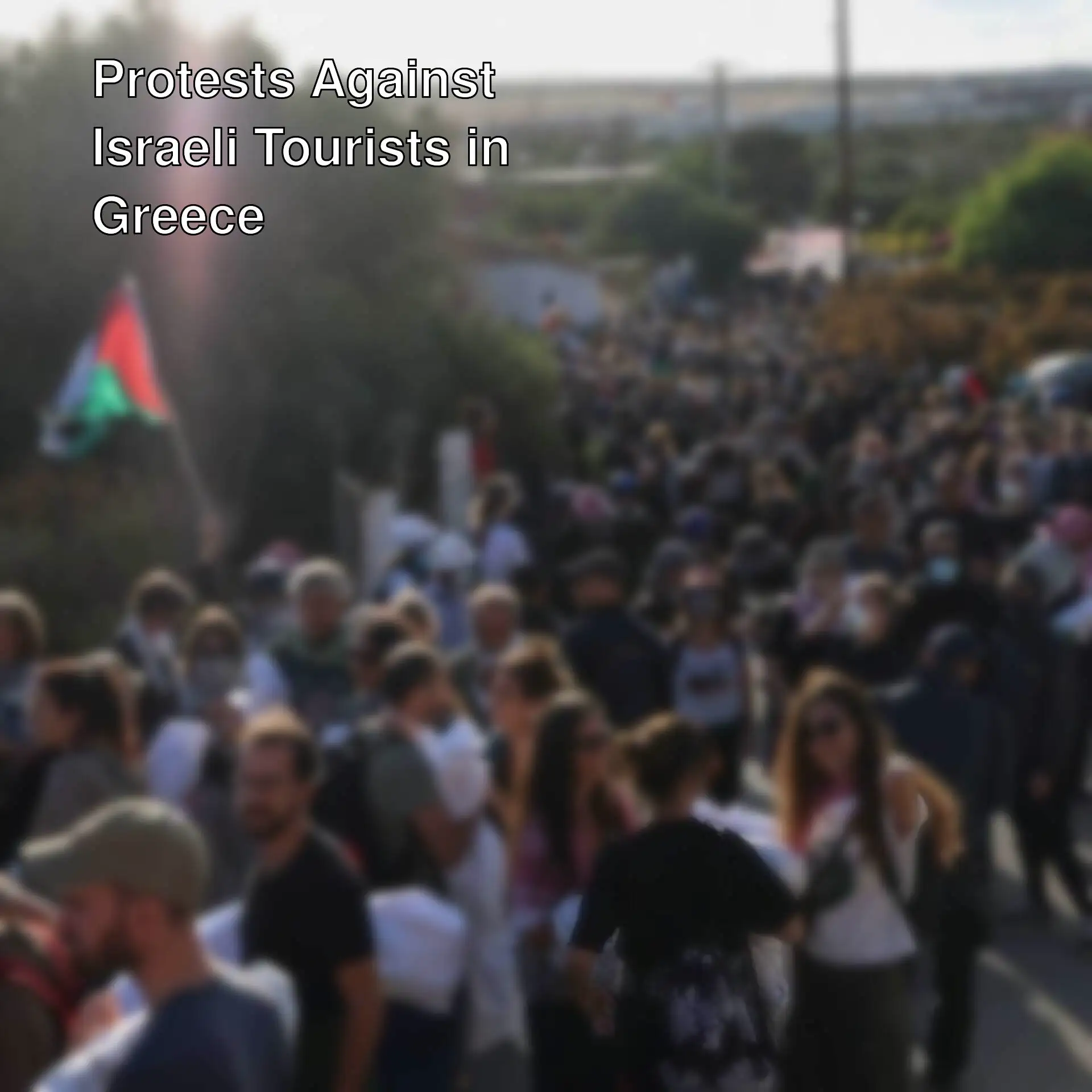 A large crowd protesting in Greece.