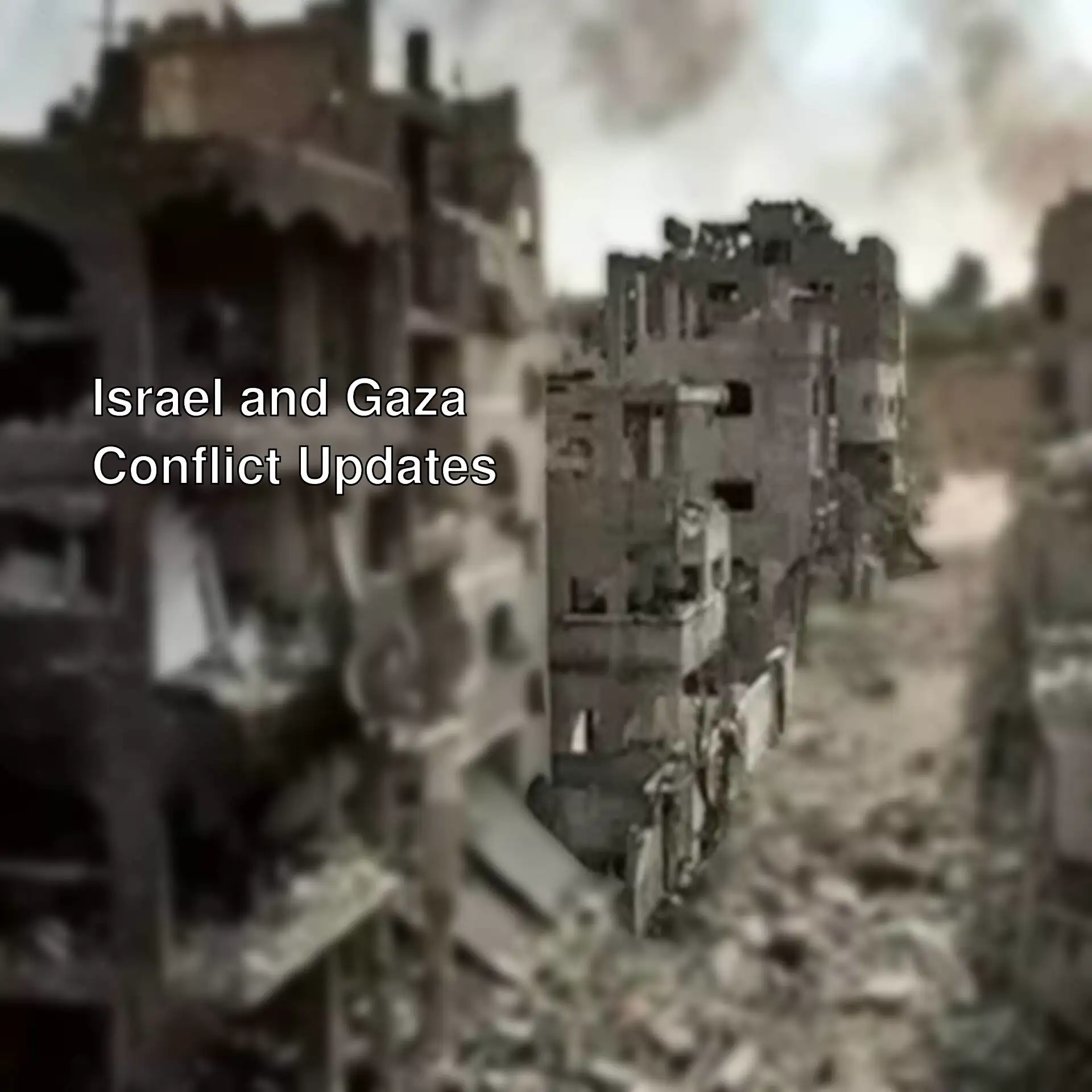 Destroyed buildings with smoke