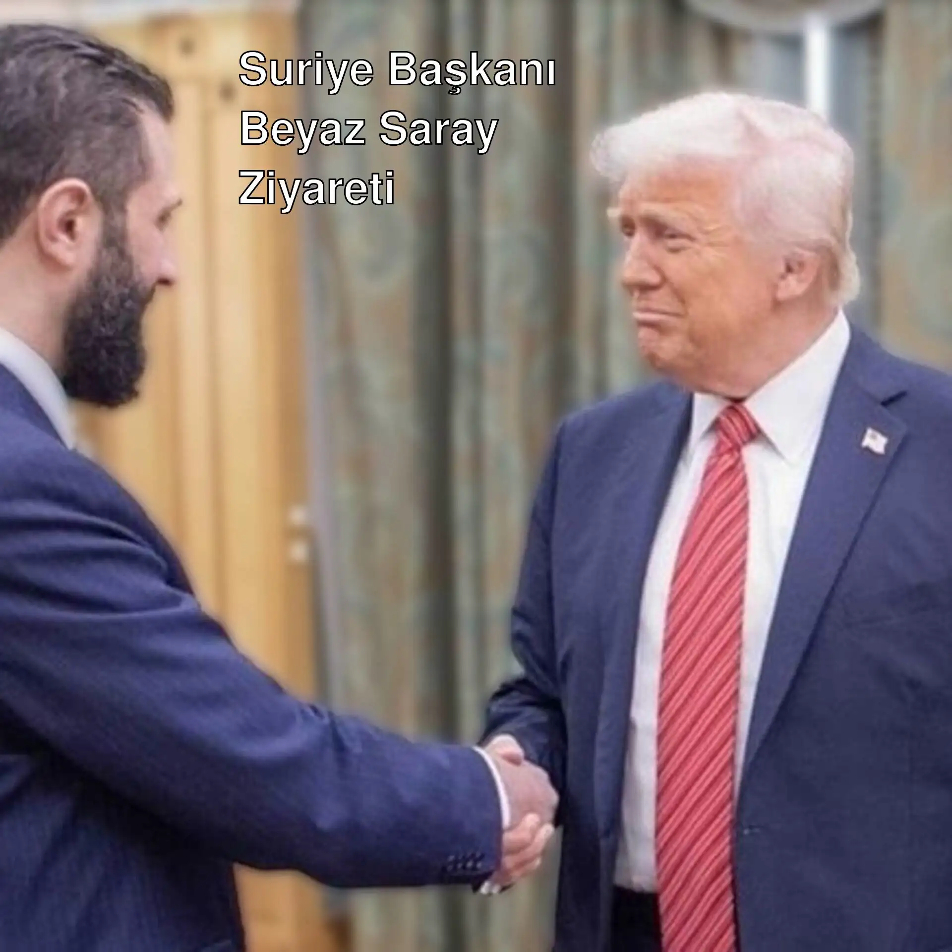 Suriye Devlet Başkanı Ahmed el-Şaraa ve ABD Başkanı Donald Trump görüşüyor. Suriye Devlet Başkanı Ahmed el-Şaraa ve ABD Başkanı Donald Trump görüşüyor.