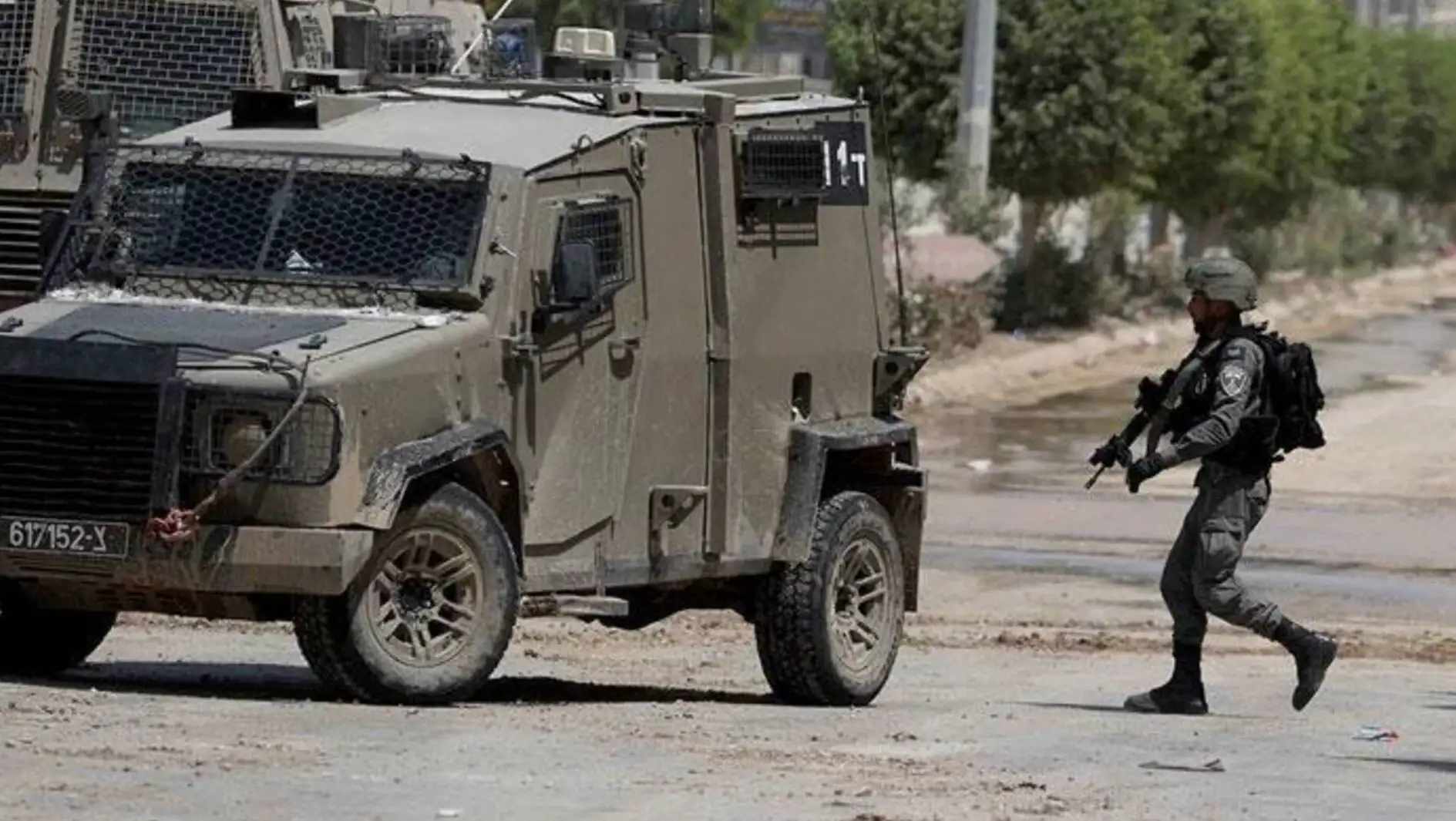 A military vehicle belonging to the Israeli army.