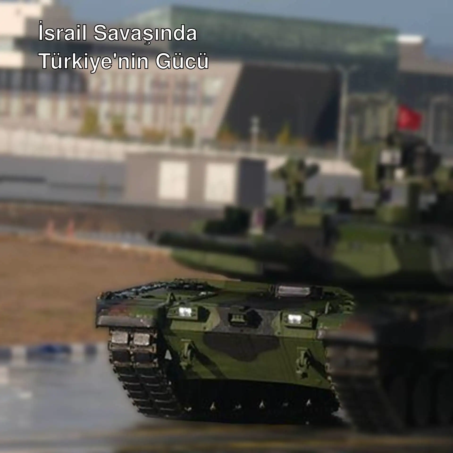 Bir askeri tank yolda ilerliyor.