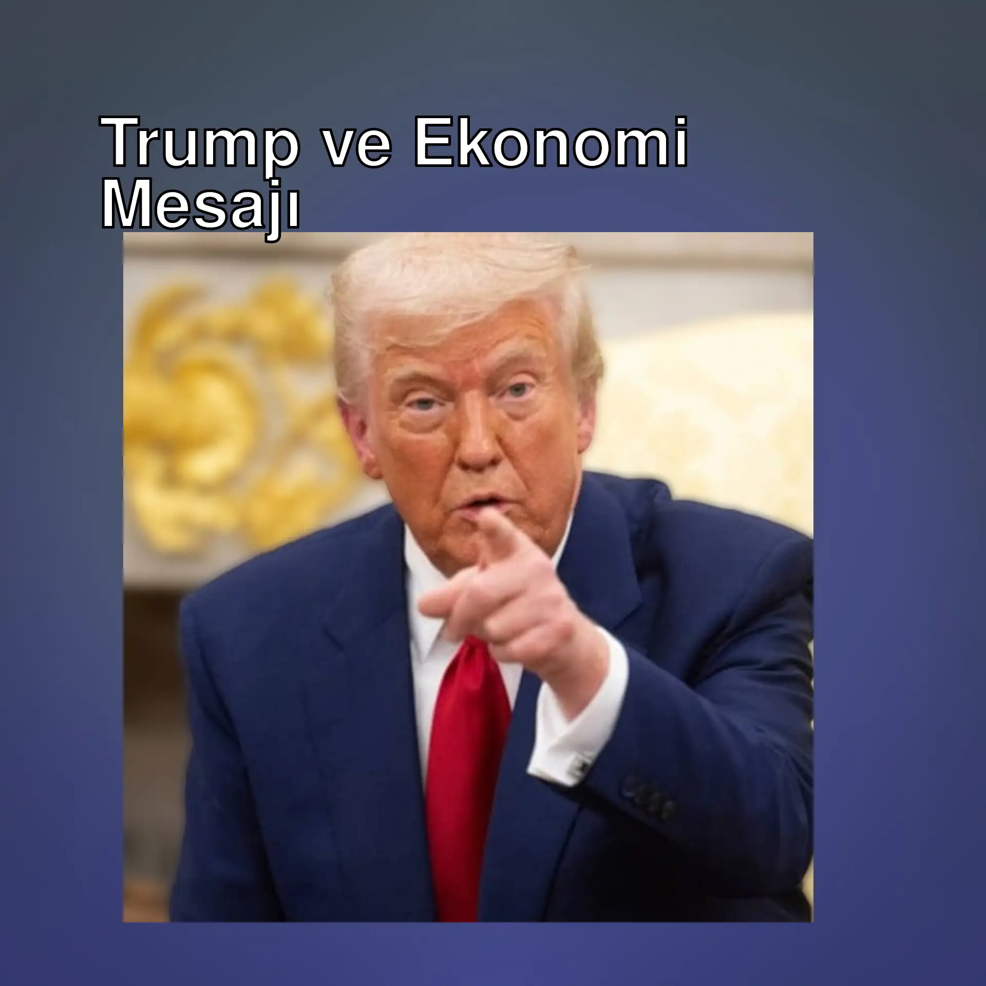 Trump, kameraya işaret eden bir adam.