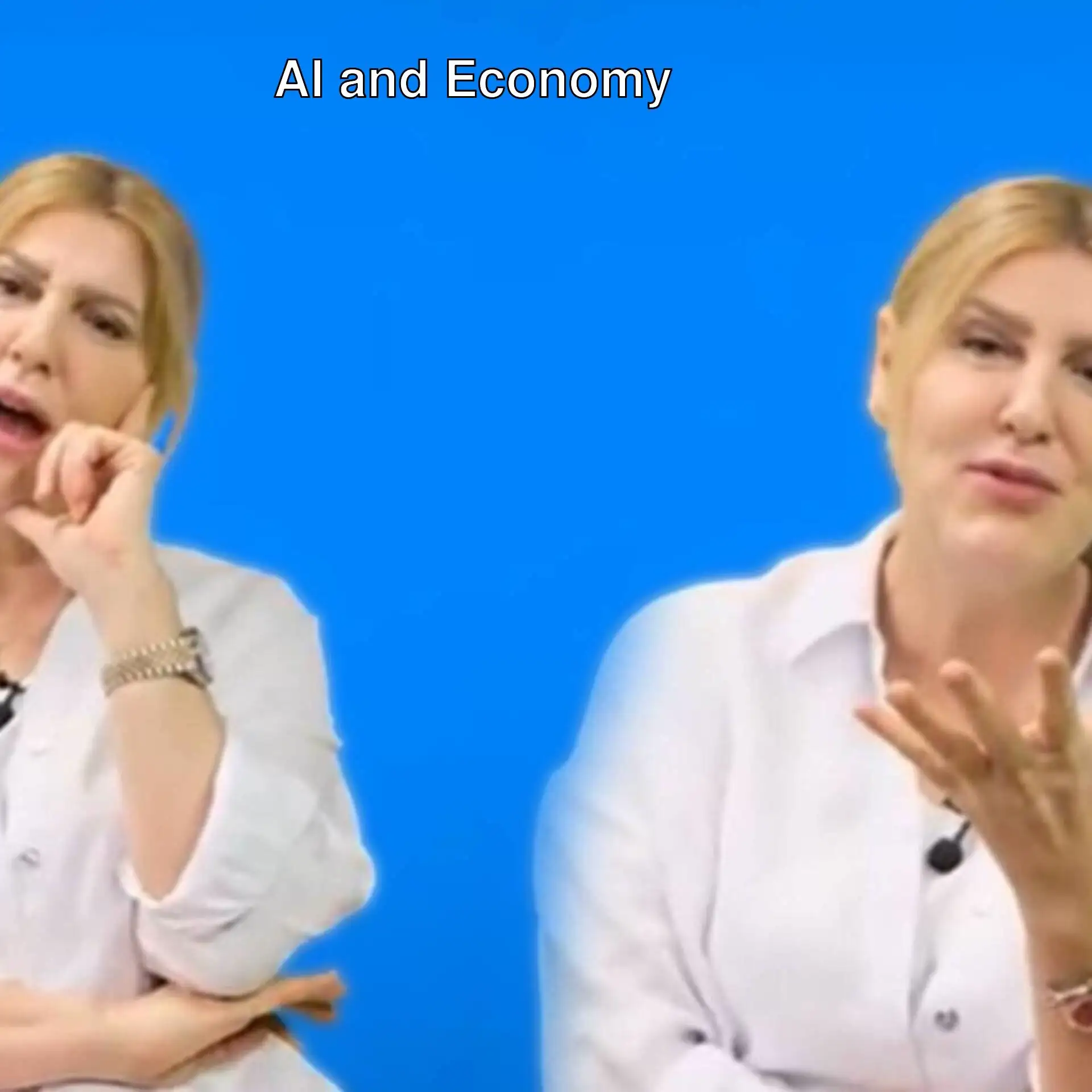 A woman in a white coat. A woman in a white coat.