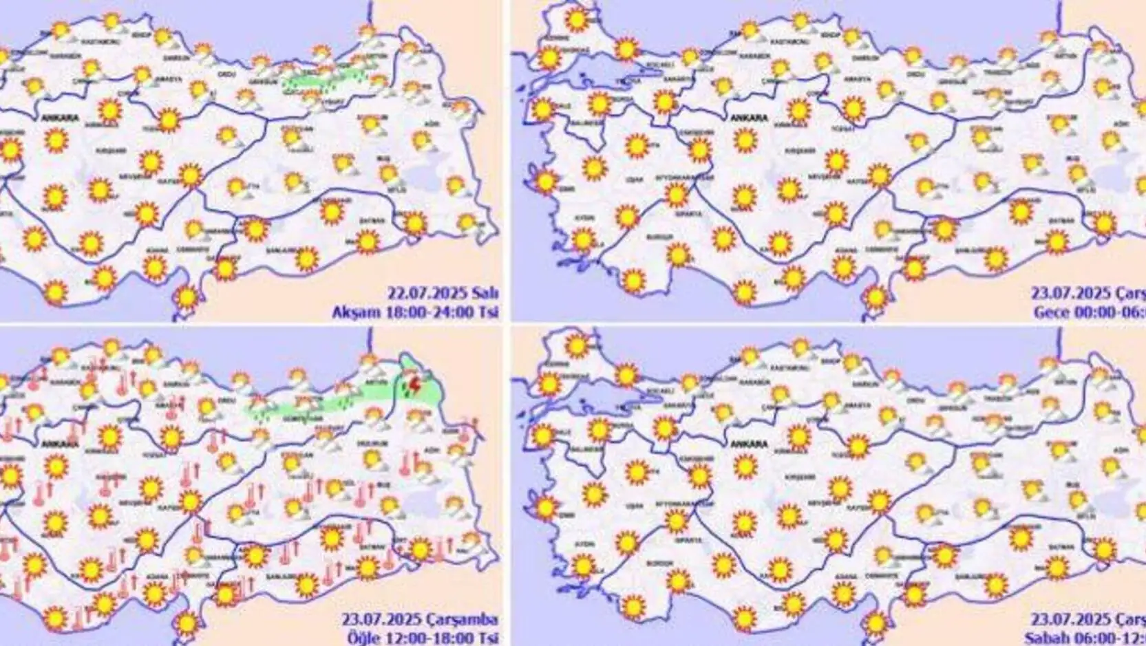 A map of Turkey with sun spots. A map of Turkey with sun spots.