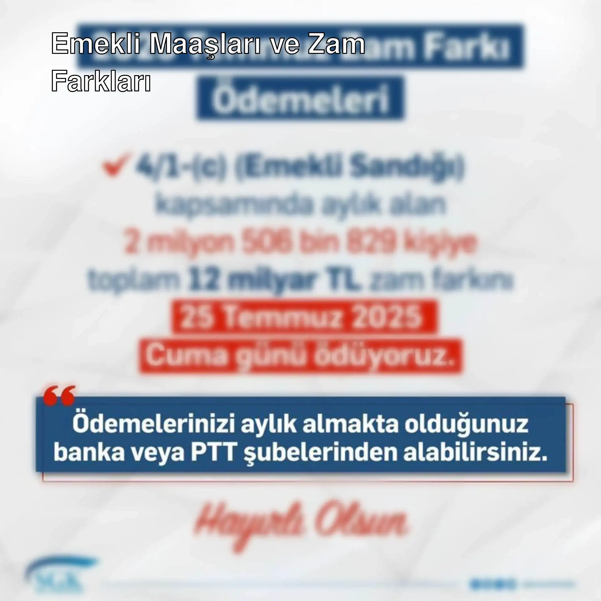 Emekli maaşlarına zam farkı ödemeleri için tarih belli oldu. Emekli maaşlarına zam farkı ödemeleri için tarih belli oldu.