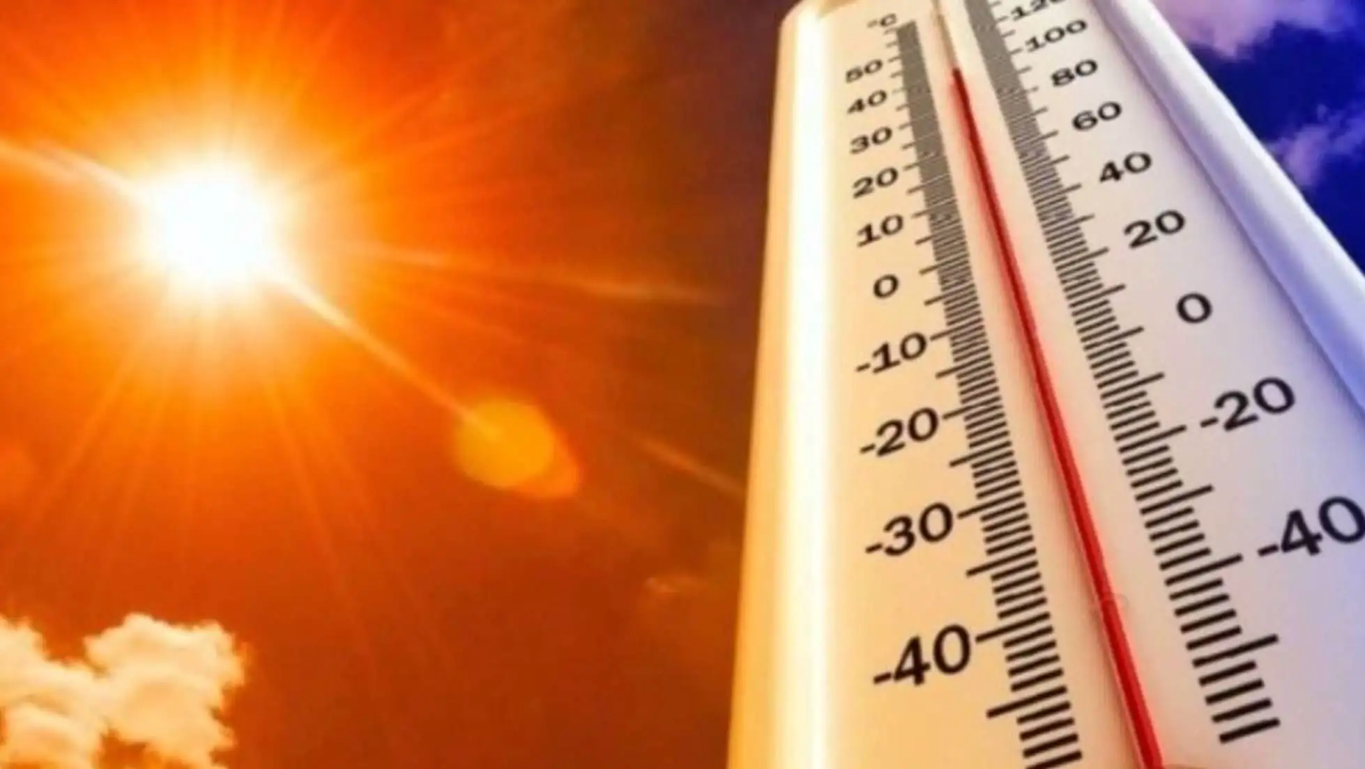 A thermometer showing the temperature.