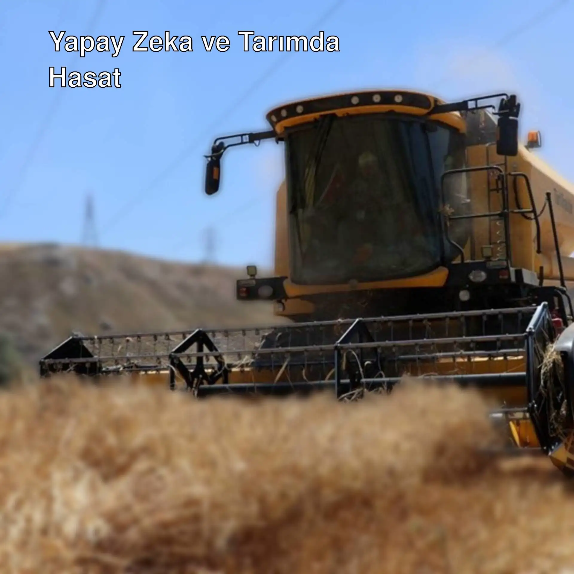 Büyük bir sarı tarım aracı tarlada. Büyük bir sarı tarım aracı tarlada.