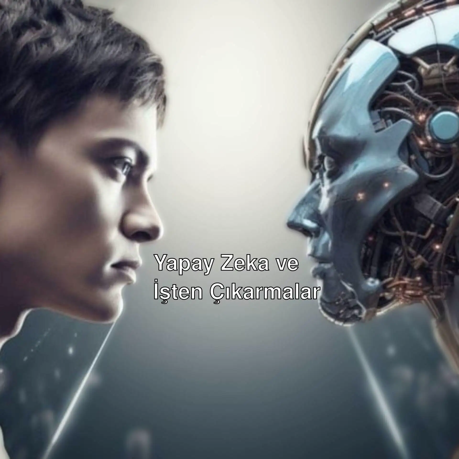 Bir adam robotu inceliyor. Bir adam robotu inceliyor.