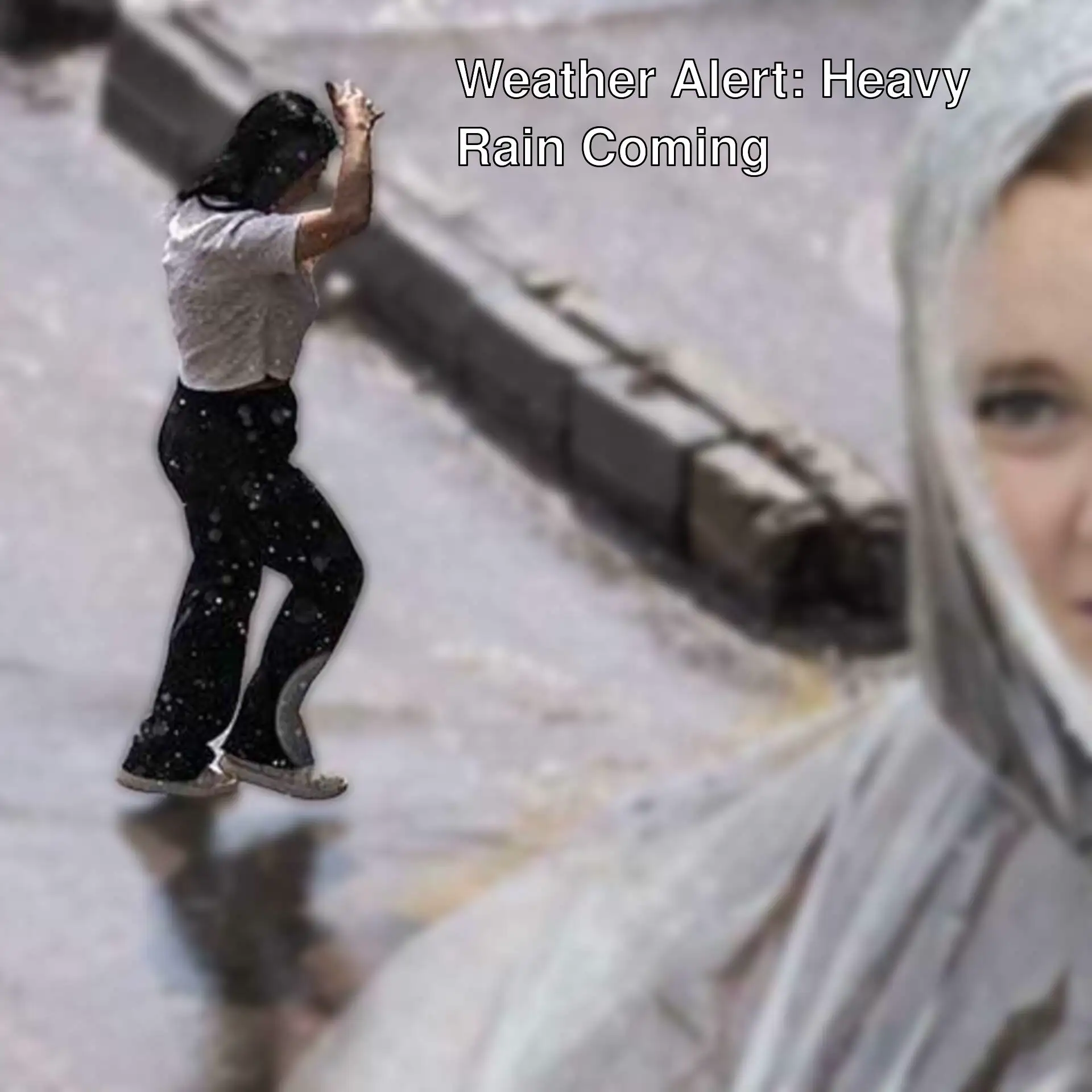A woman running in the rain