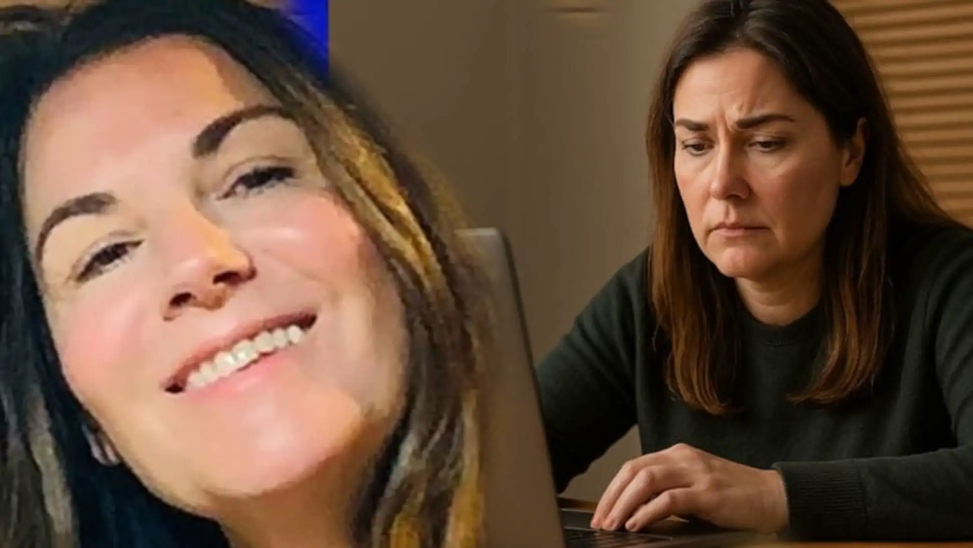 Bir kadın dizüstü bilgisayara bakıyor. Bir kadın dizüstü bilgisayara bakıyor.