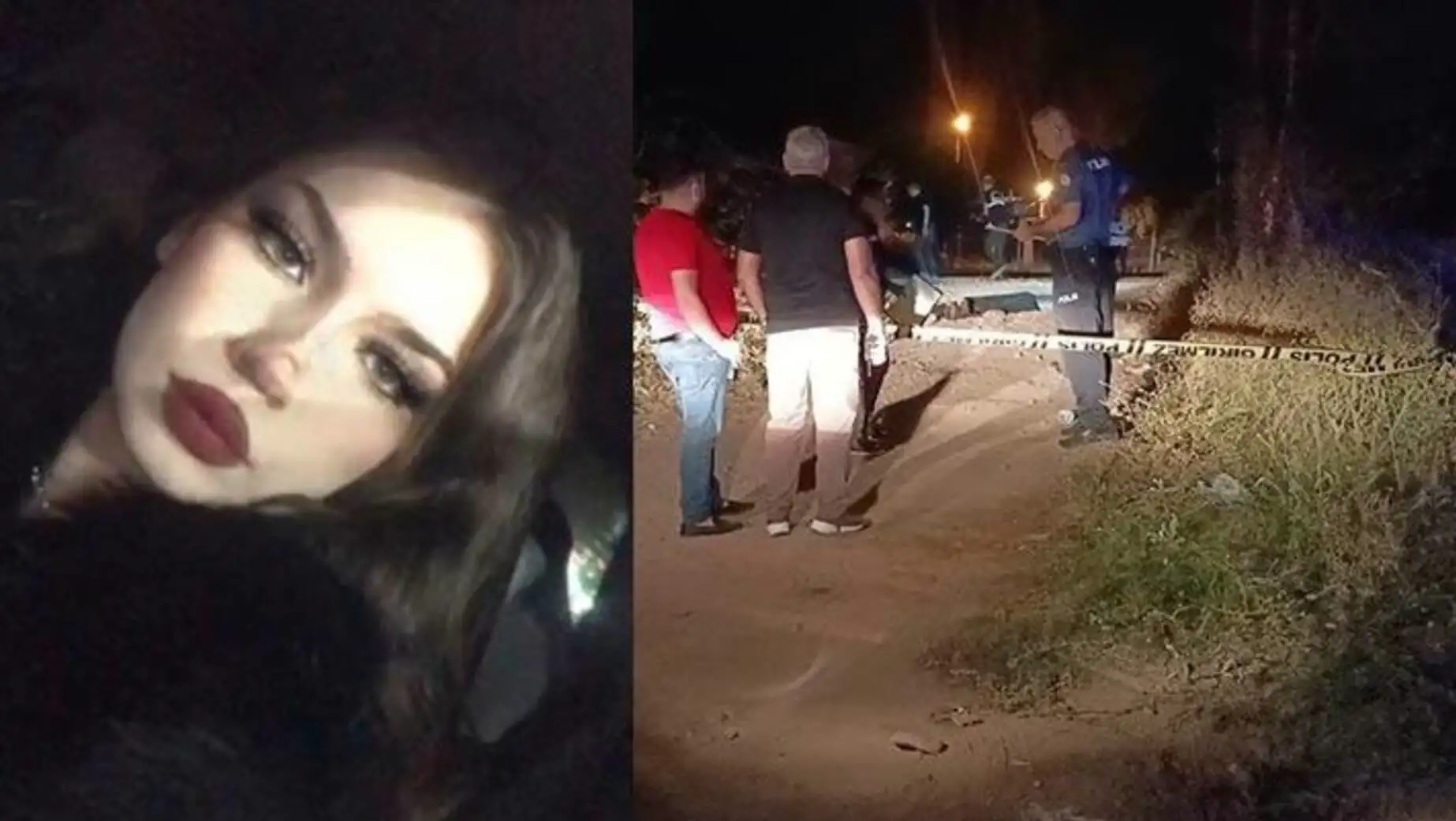 Polis şeridi önünde bir kadın duruyor.