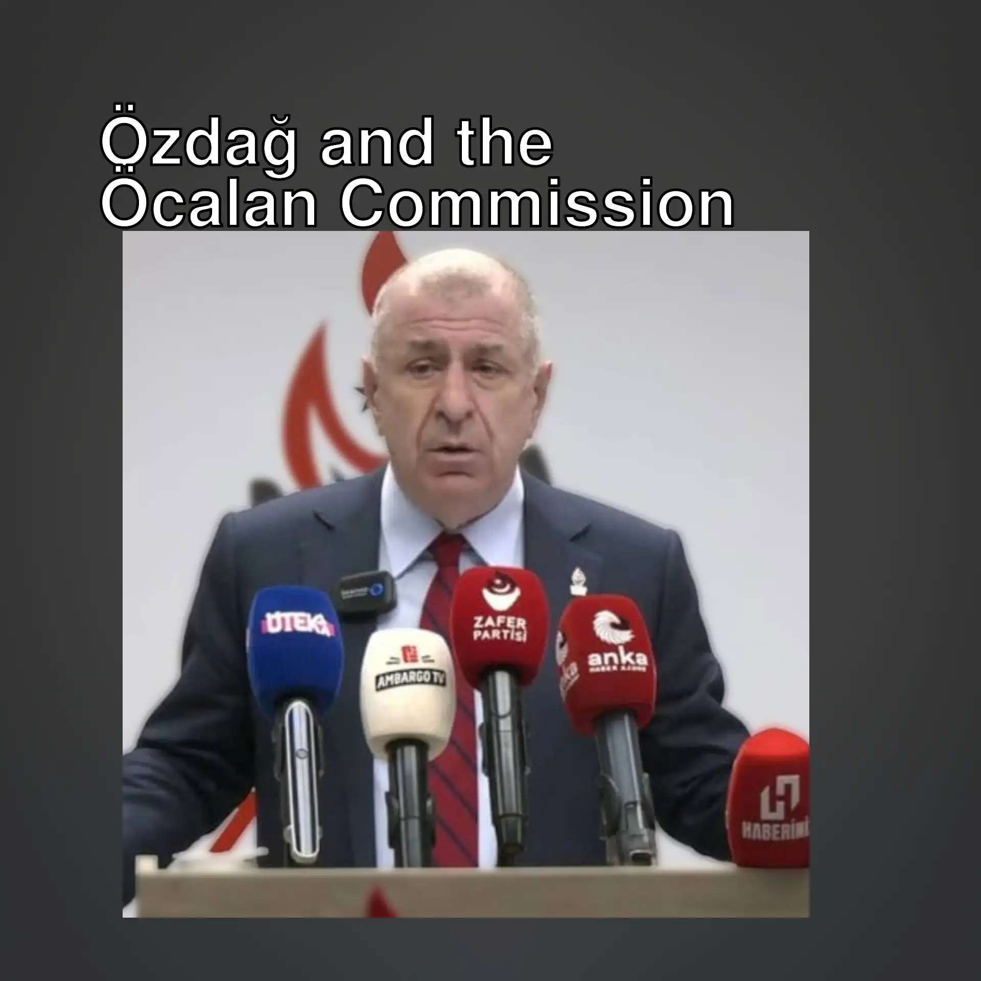 Ümit Özdağ speaking at a press conference.