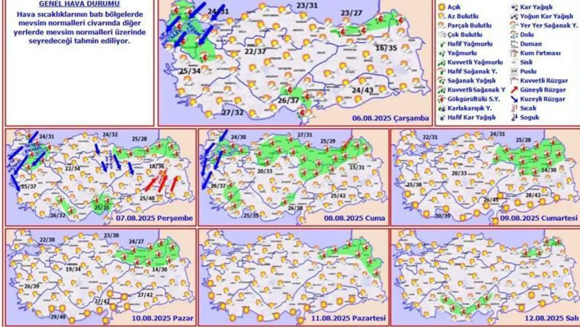 A map showing different weather conditions. A map showing different weather conditions.