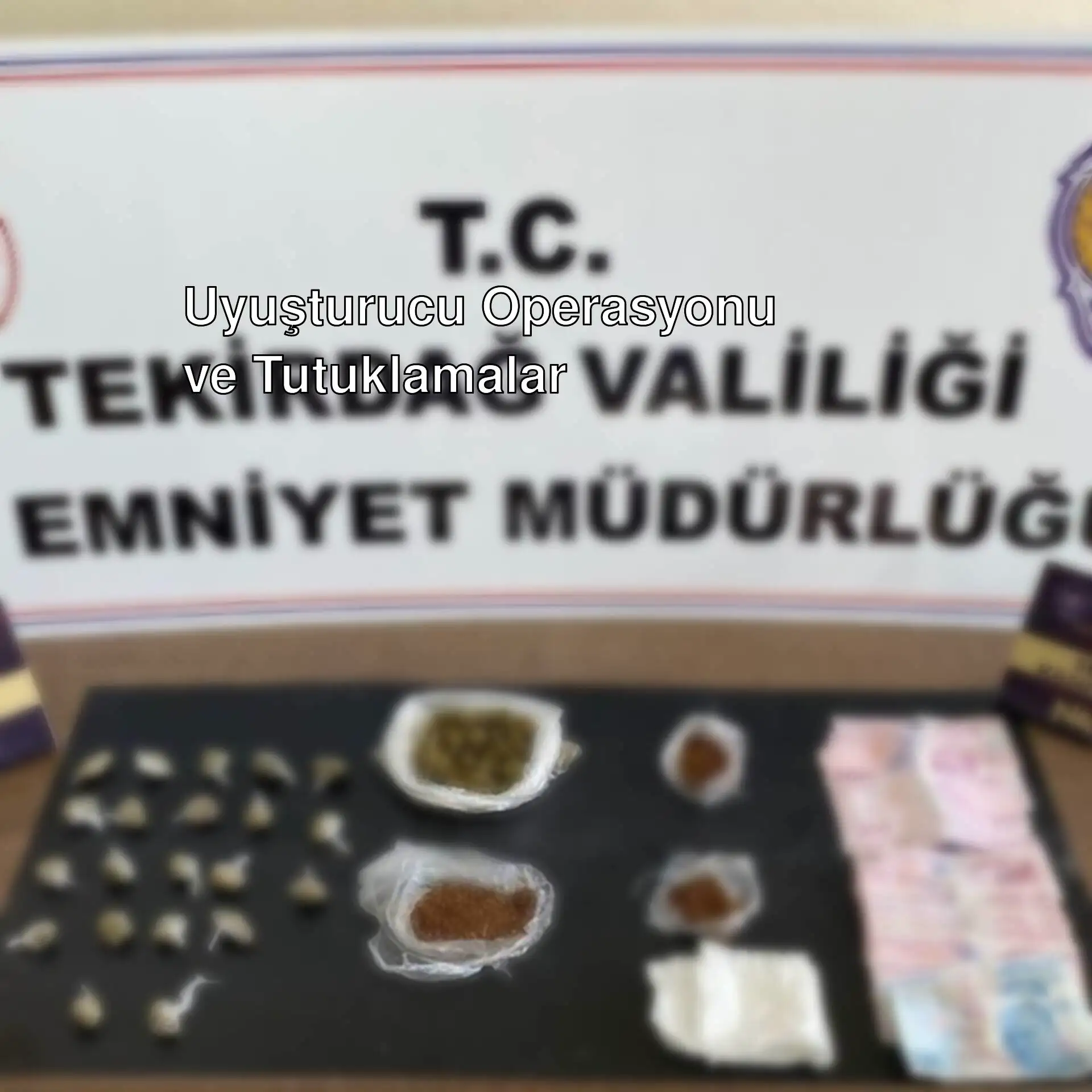 Uyuşturucu operasyonu sırasında ele geçirilen malzemeler. Uyuşturucu operasyonu sırasında ele geçirilen malzemeler.