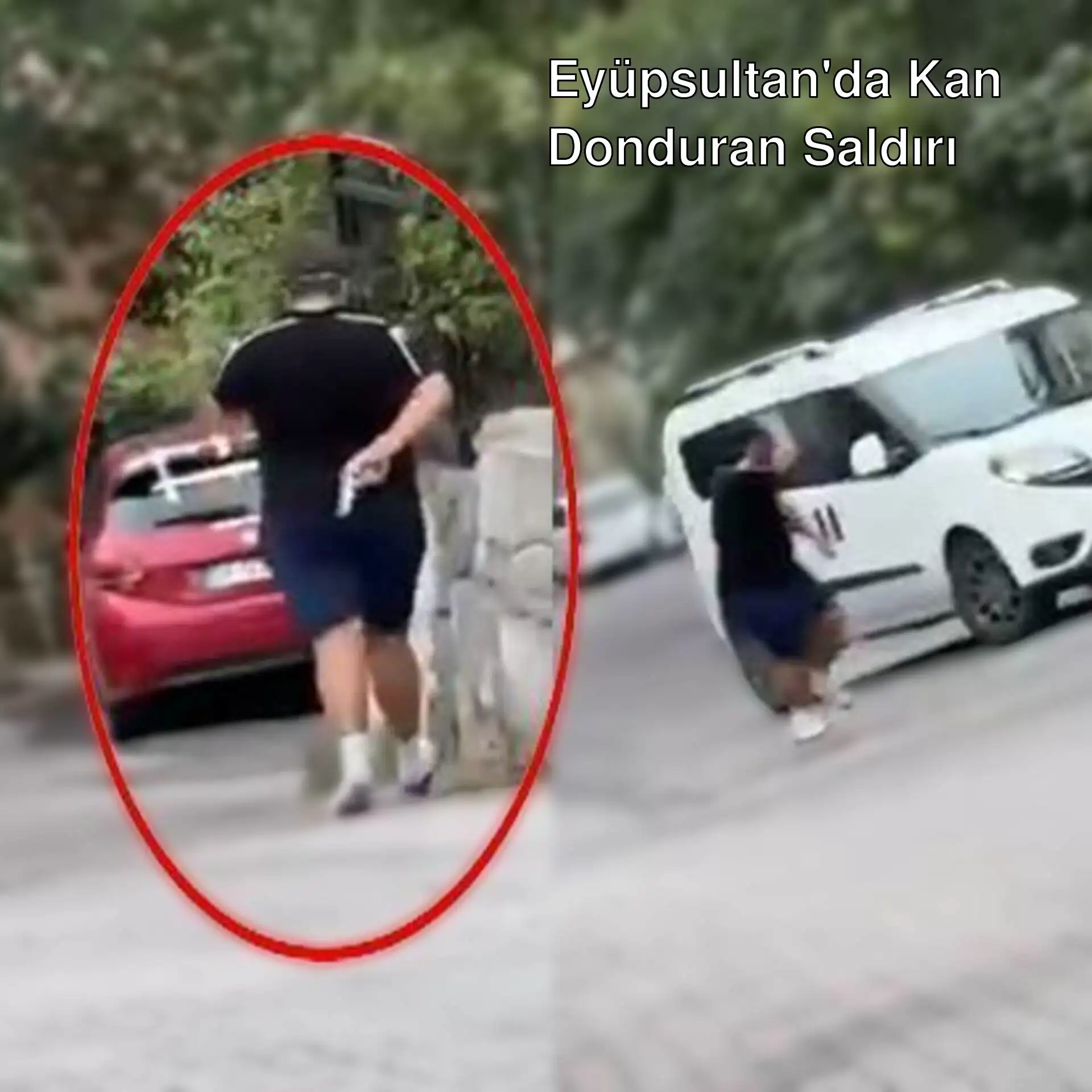 Bir adam silah tutarak yürürken görüntülenmiş.