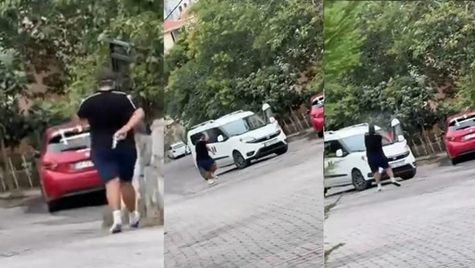 Bir adam park alanında koşuyor.