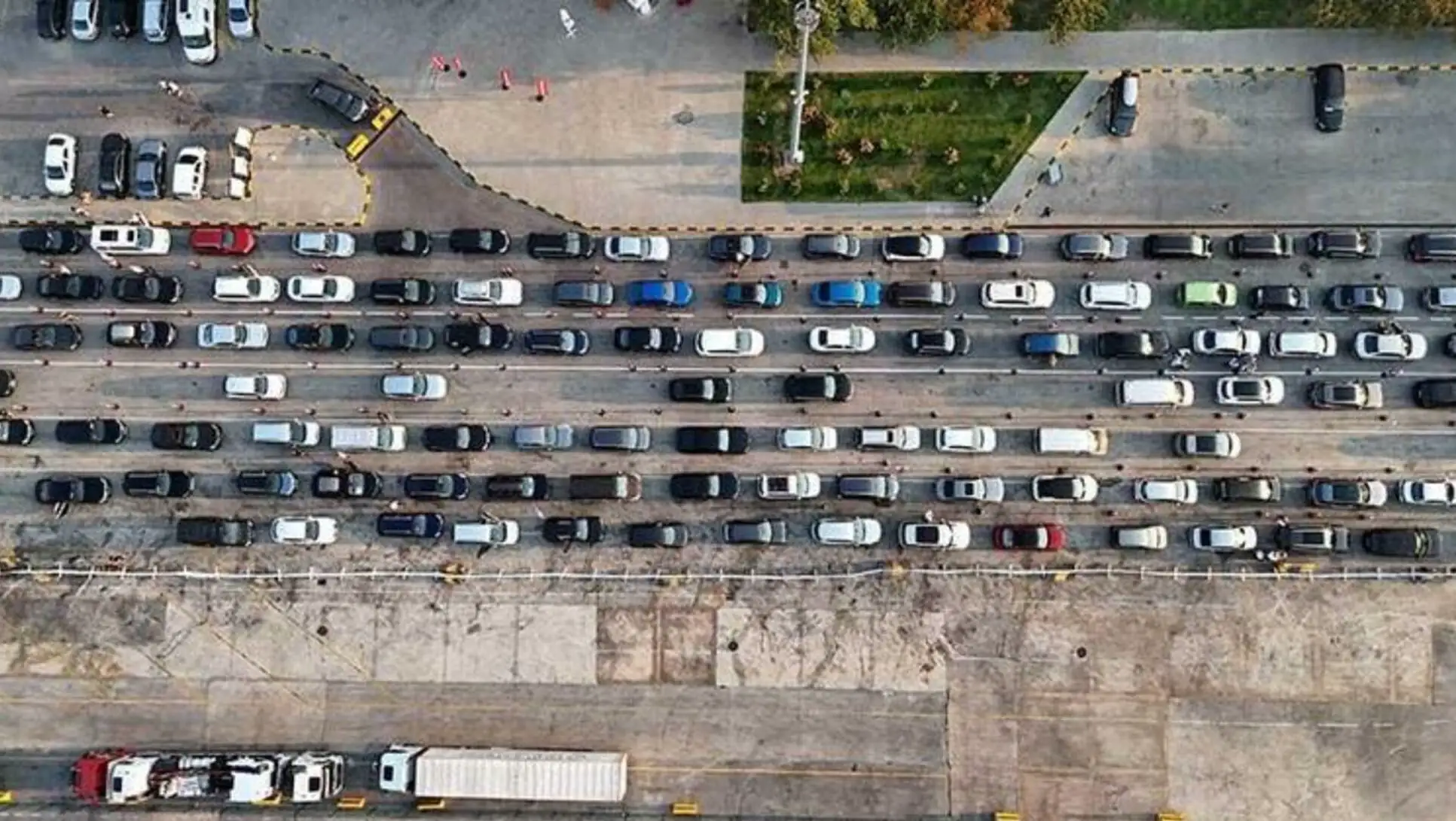 A traffic jam on a road. A traffic jam on a road.