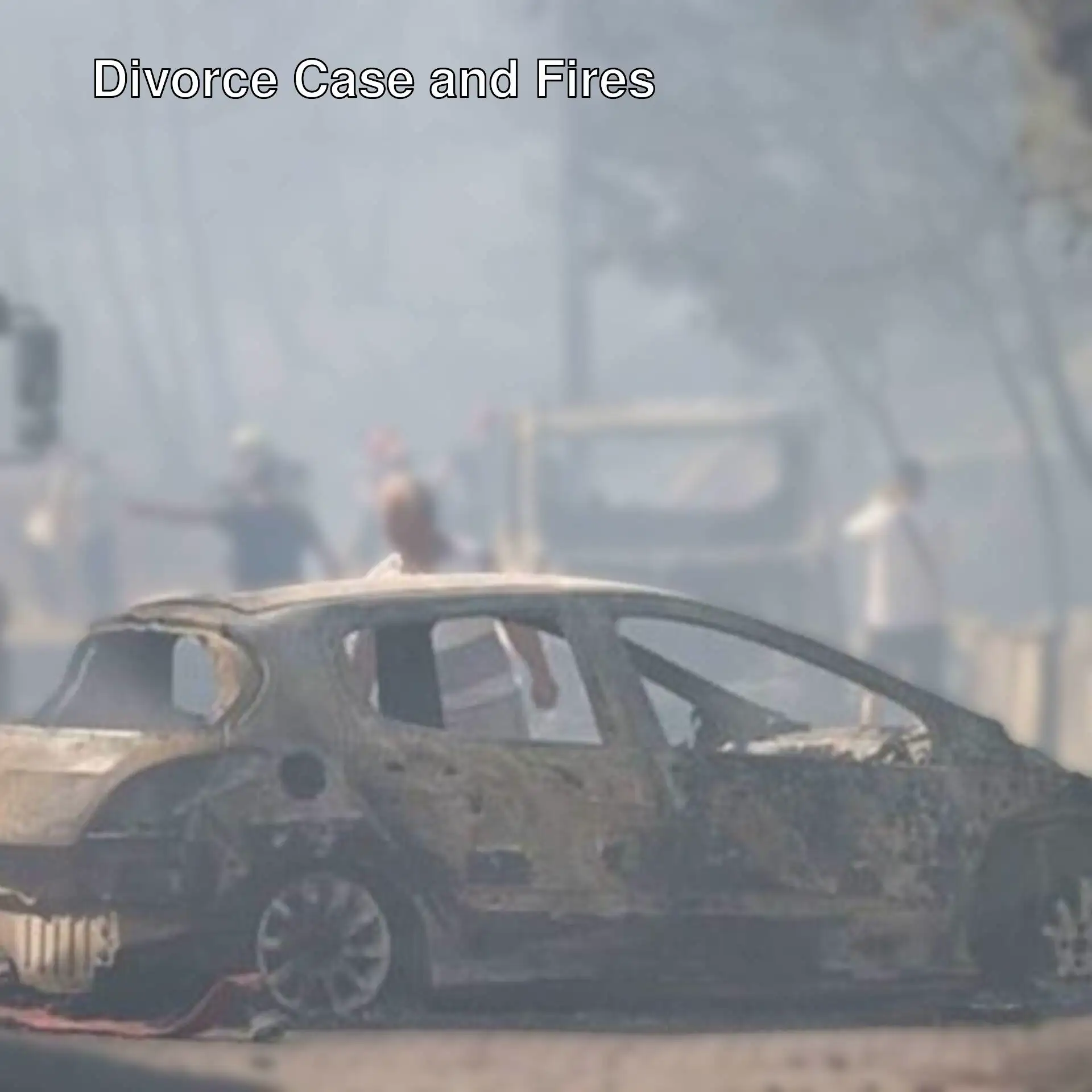 A burnt car on the road A burnt car on the road